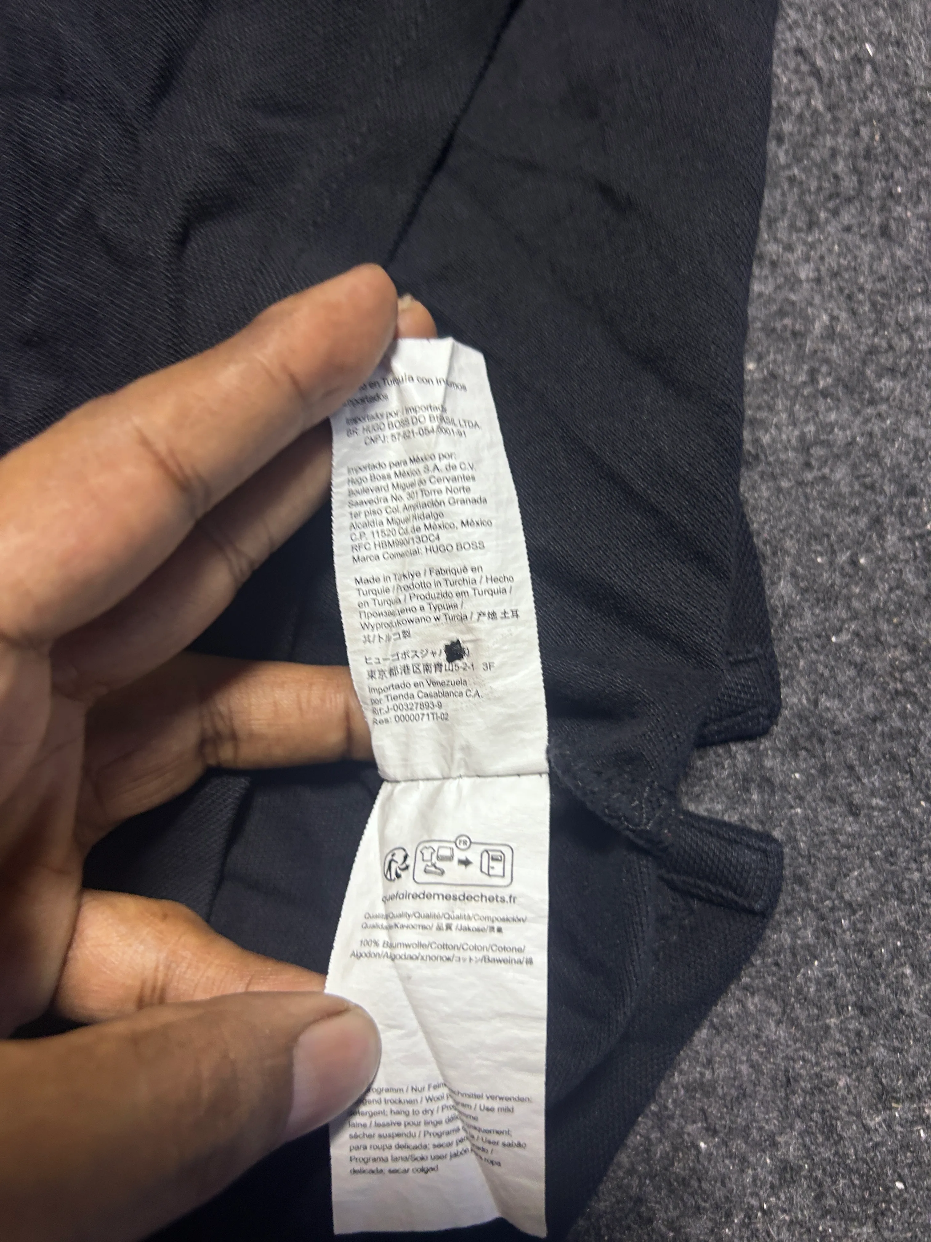 BOSS by Hugo Boss Black Cotton Polo T-Shirt – Contrast Sleeve Detail | L