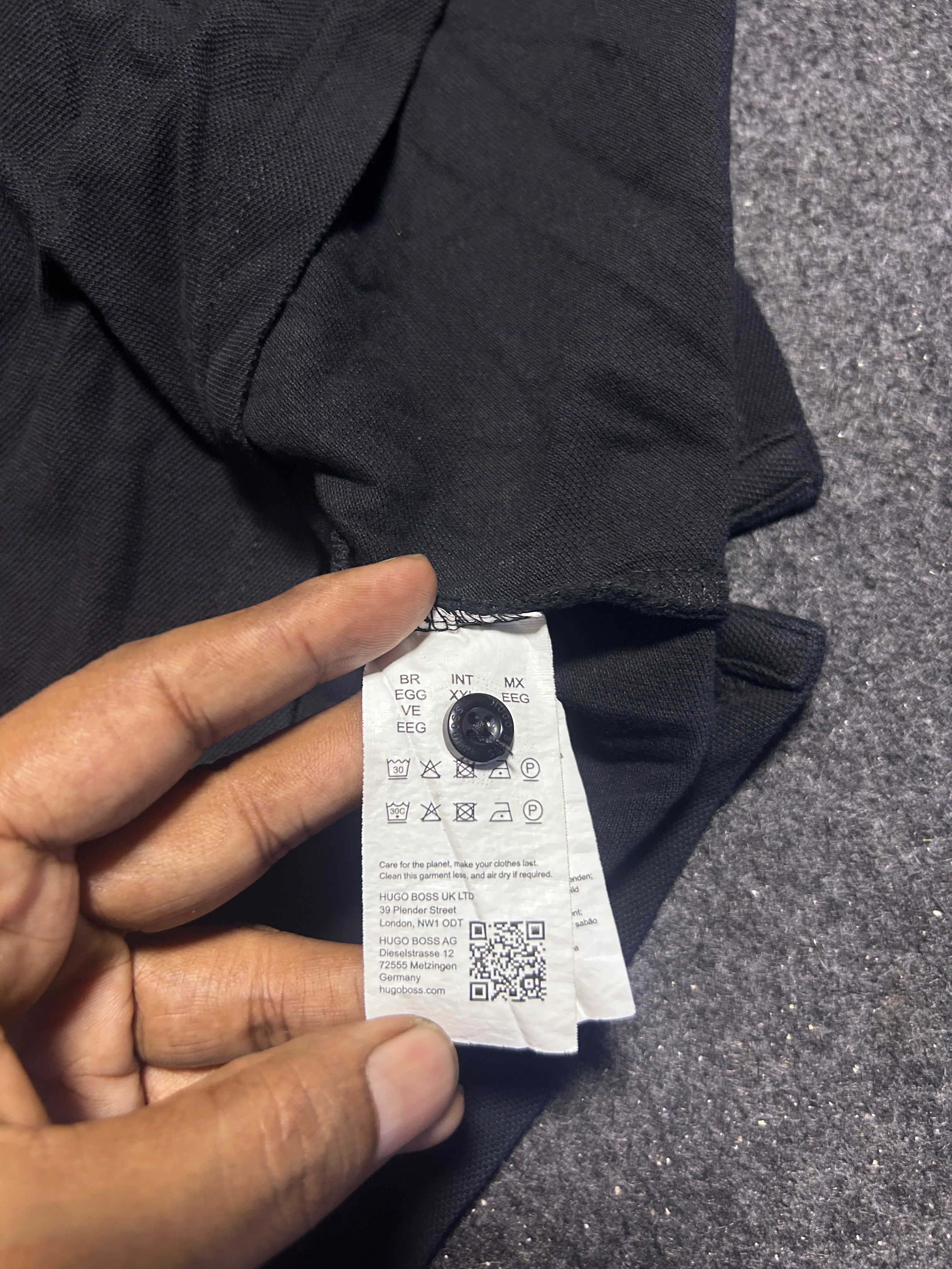 BOSS by Hugo Boss Black Cotton Polo T-Shirt – Contrast Sleeve Detail | L