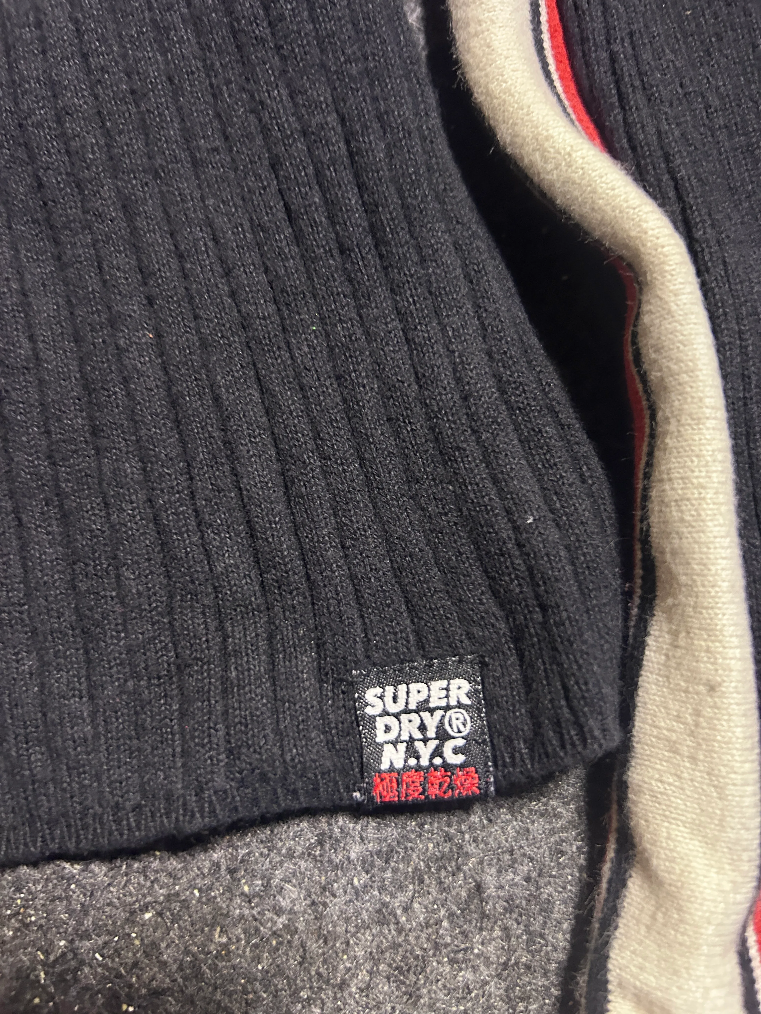 Superdry NYC Ribbed Striped Sweater – Black | M