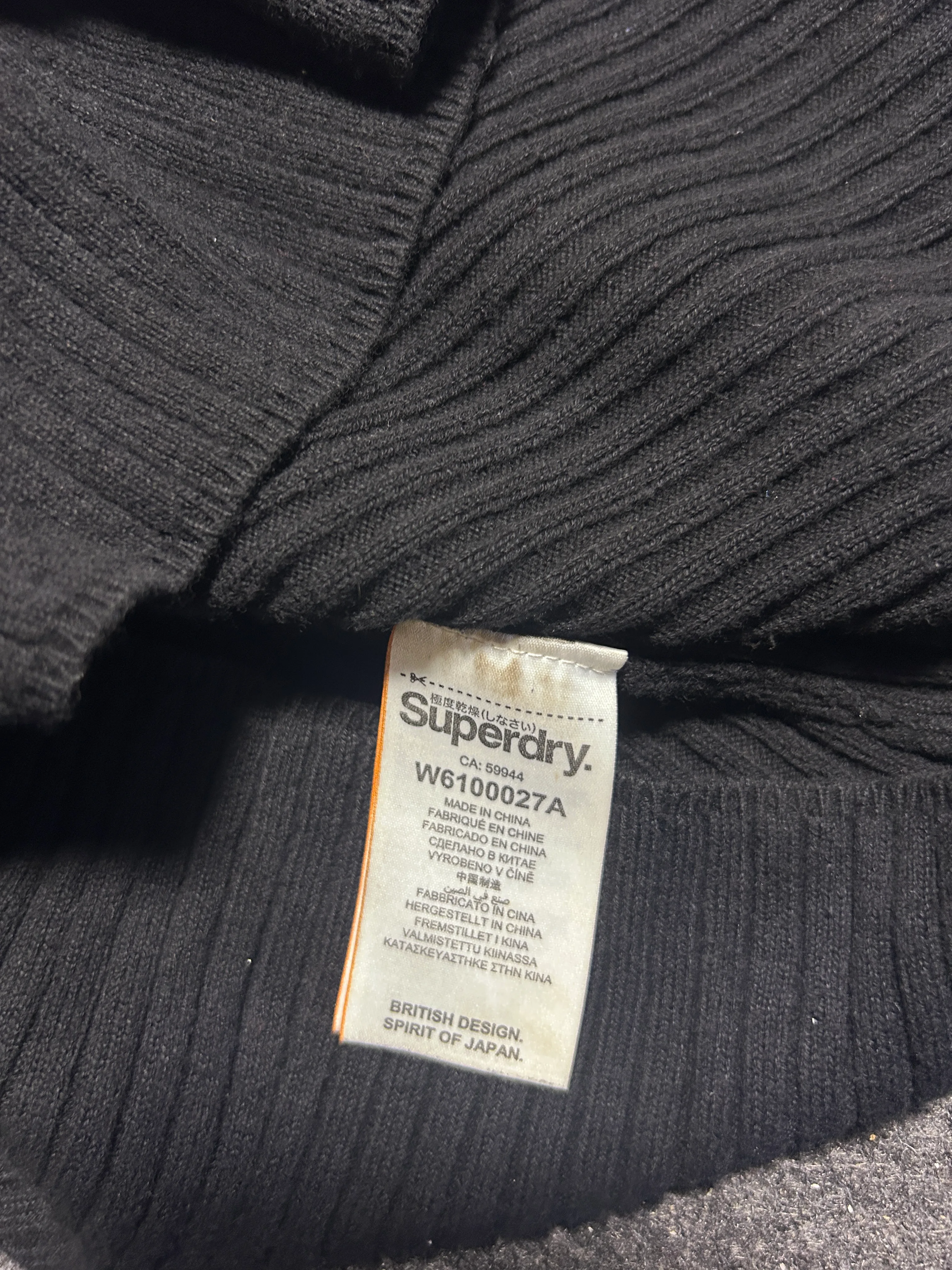Superdry NYC Ribbed Striped Sweater – Black | M