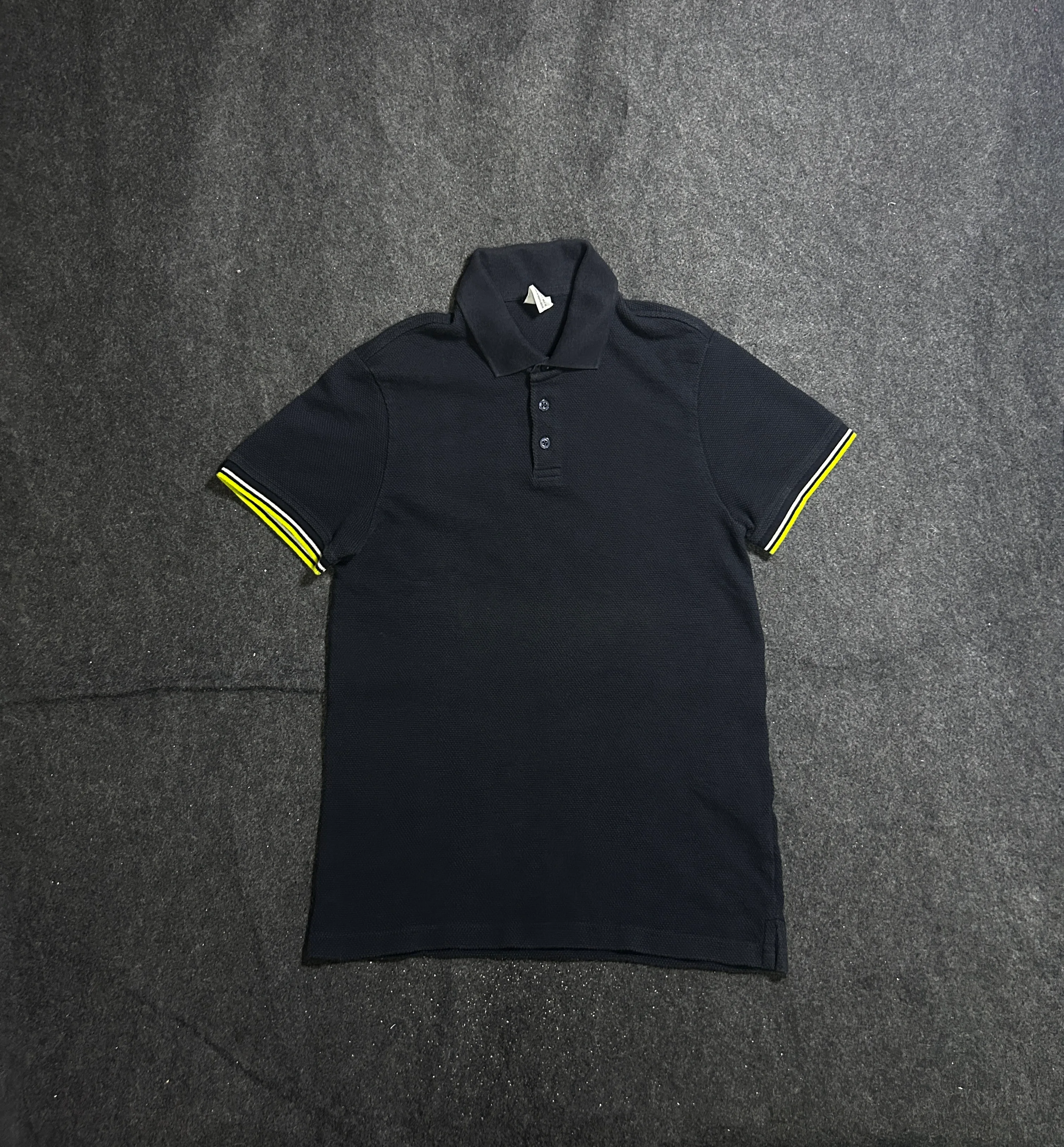 Zara Men’s Navy Blue Polo Shirt | Contrast Stripe Sleeves | S