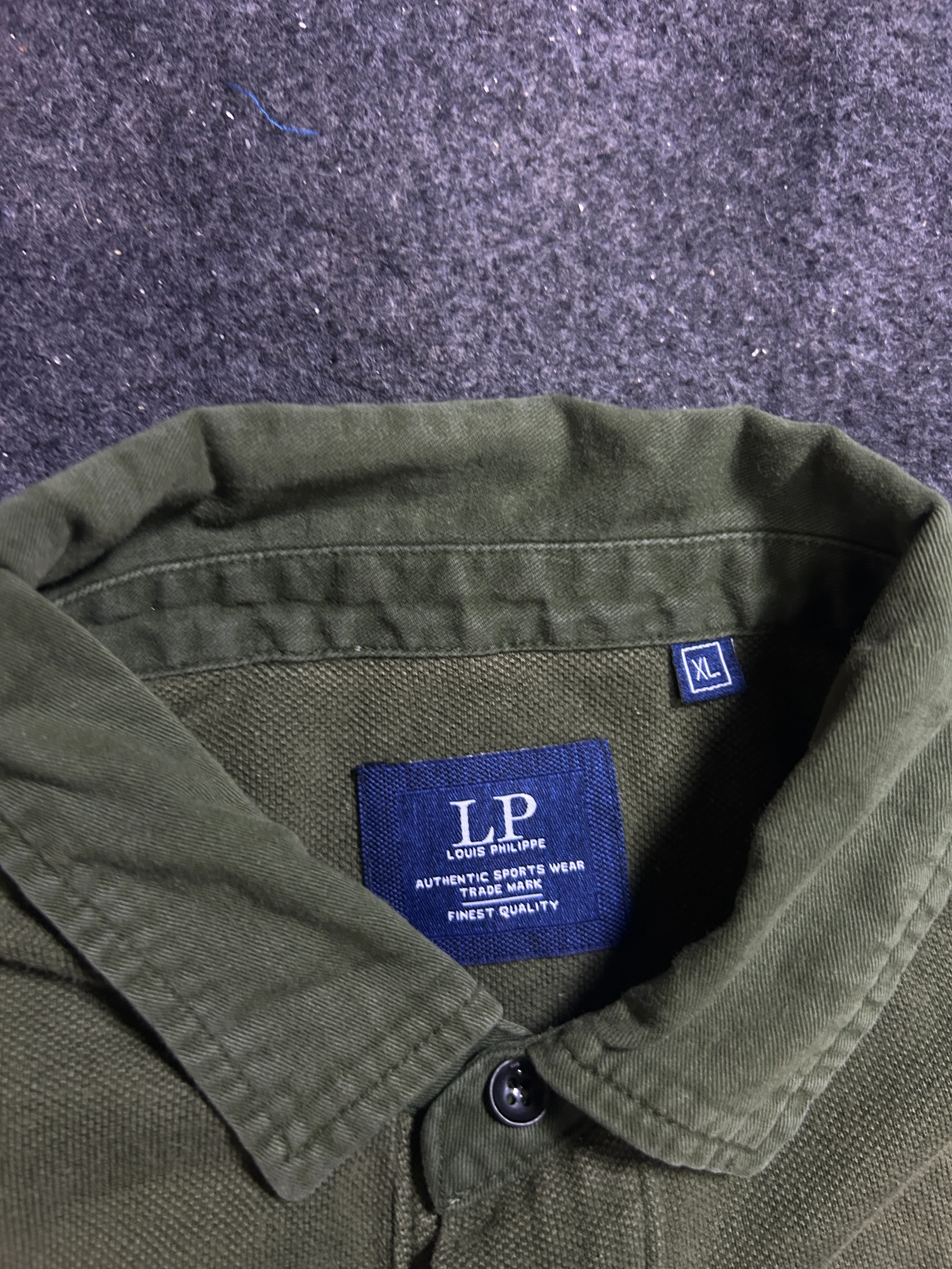 Louis Philippe Men’s Olive Green Colorblock Polo Shirt | Striped Detail | 100% Cotton | XL