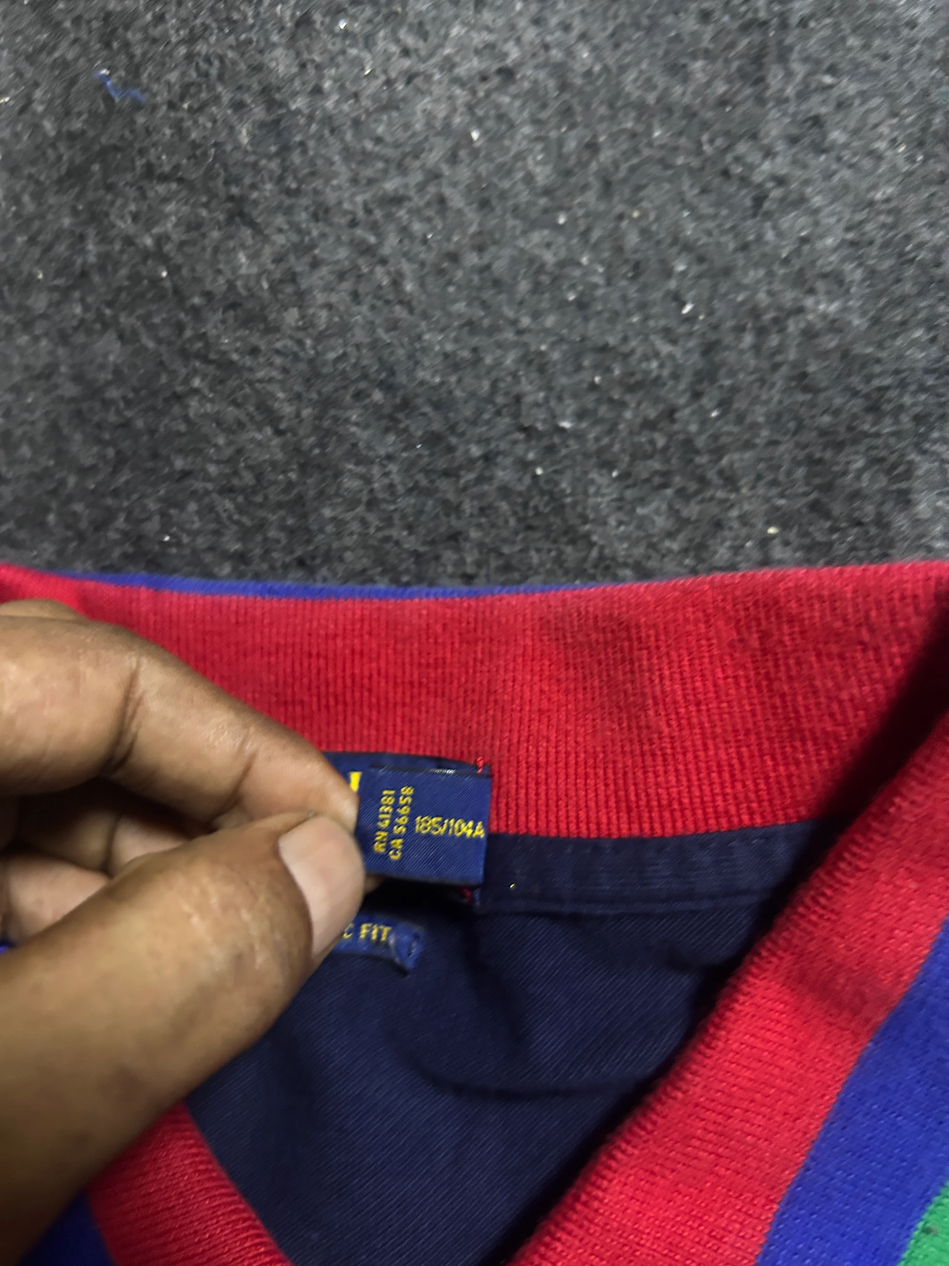 Polo Ralph Lauren Men’s Navy Blue Classic Fit Polo Shirt | Multicolor Collar & Sleeve Trim | XXL