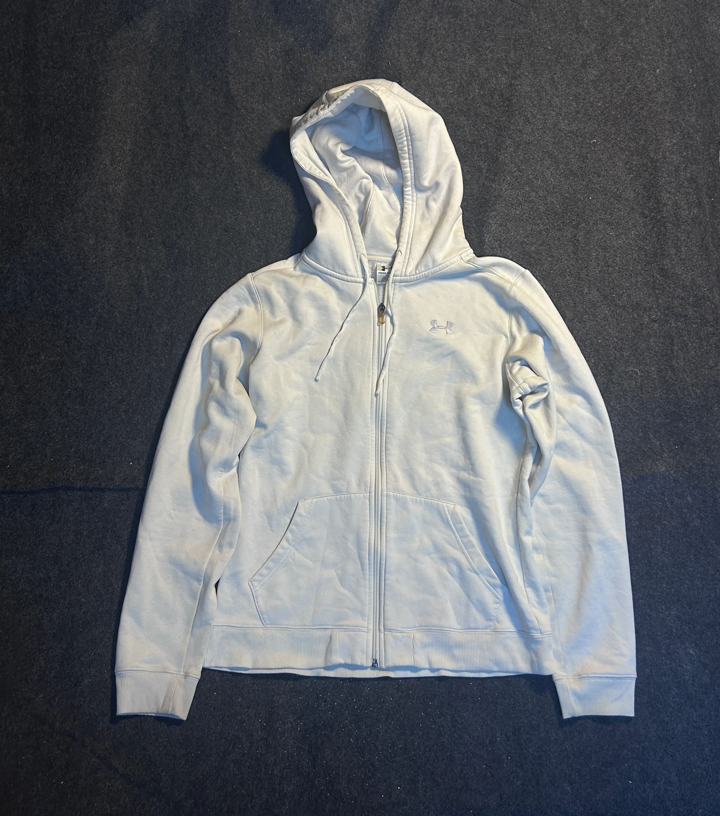 Under Armour White Full-Zip Fleece Hoodie – M