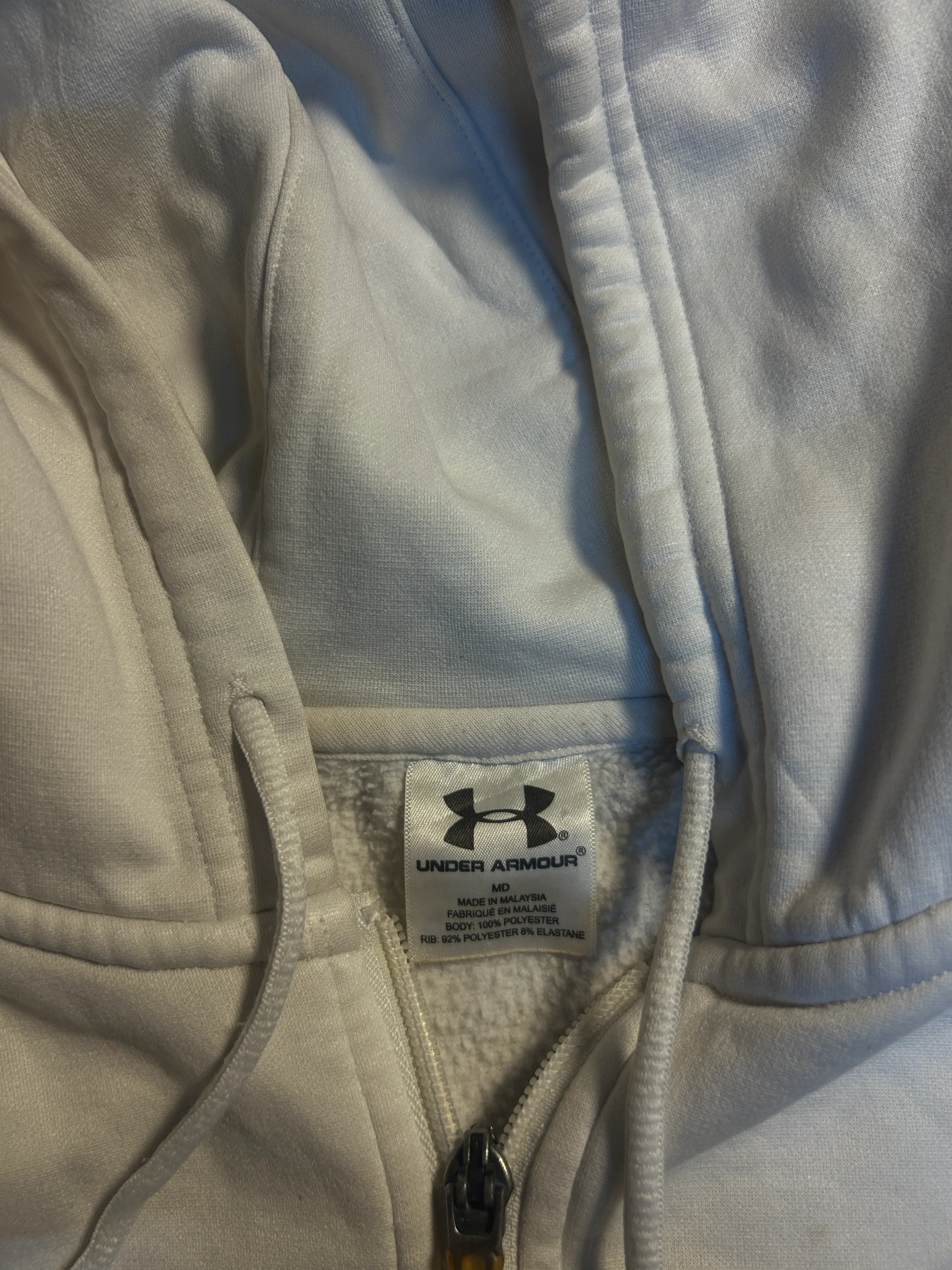 Under Armour White Full-Zip Fleece Hoodie – M