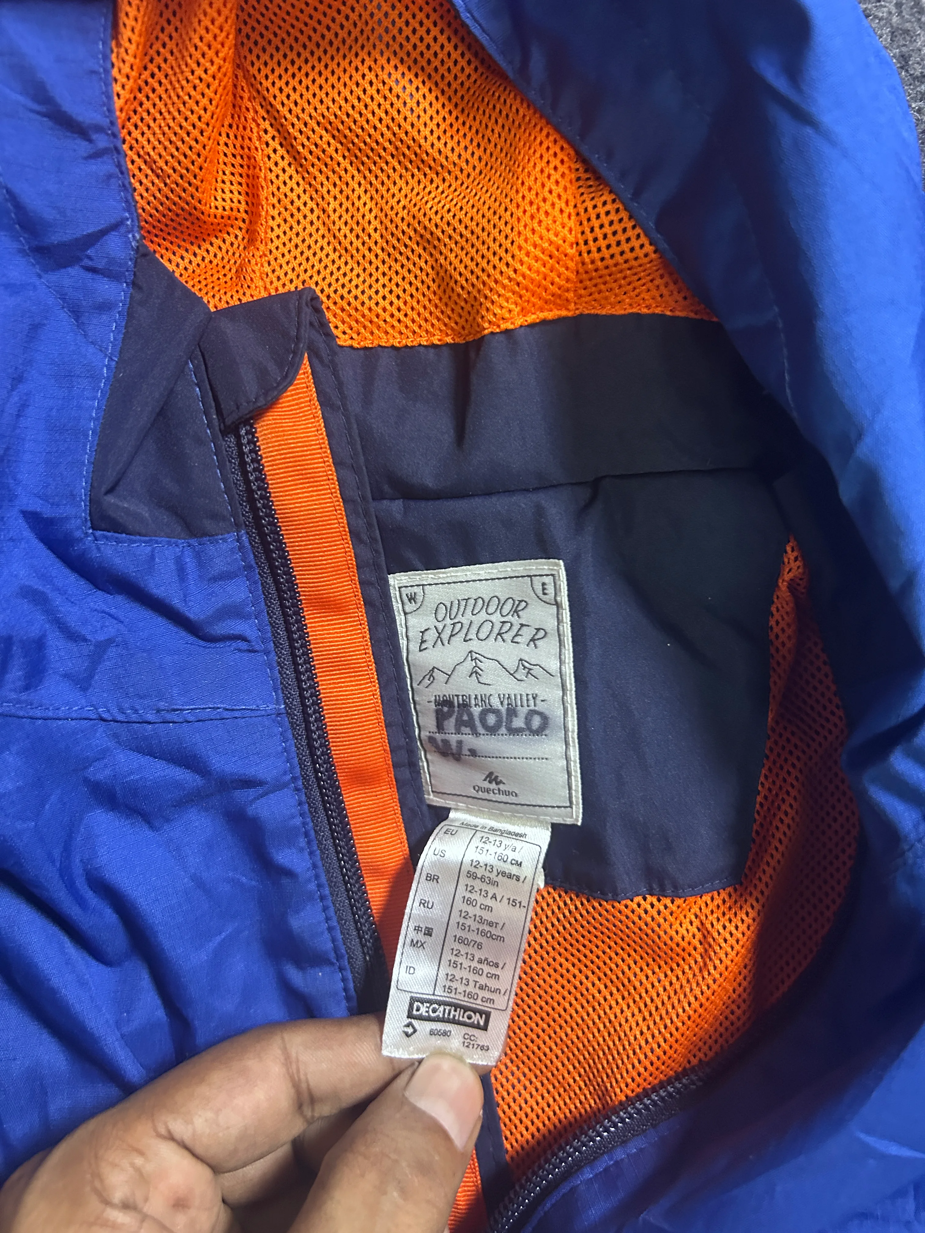 Quechua Outdoor Explorer Blue & Navy Hooded Hiking Jacket – S