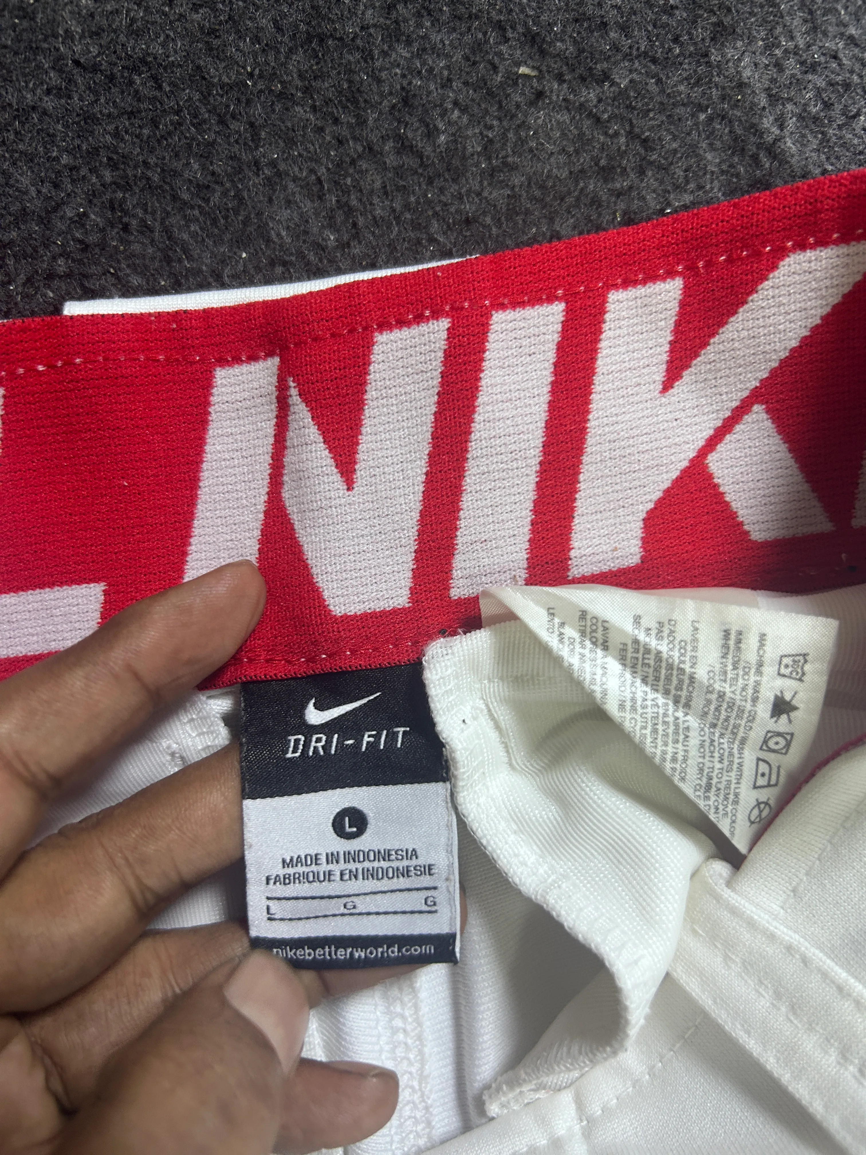 Nike Dri-FIT Athletic Shorts – White/Red  | Size L