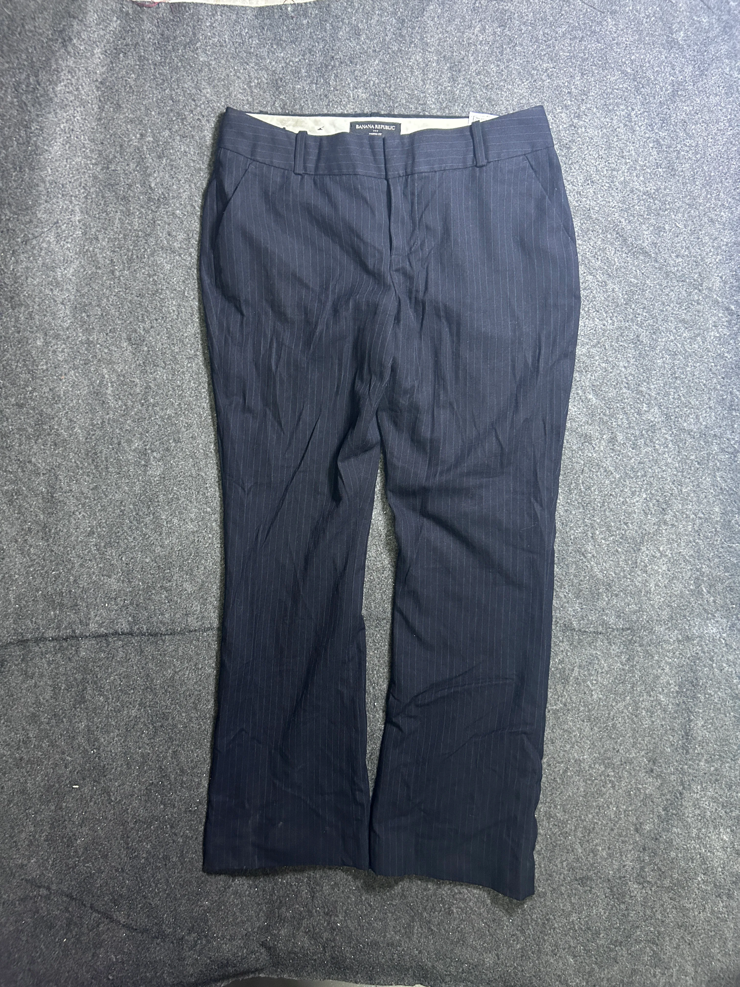 Banana Republic Women’s Navy Blue Pinstripe Martin Fit Formal Trousers