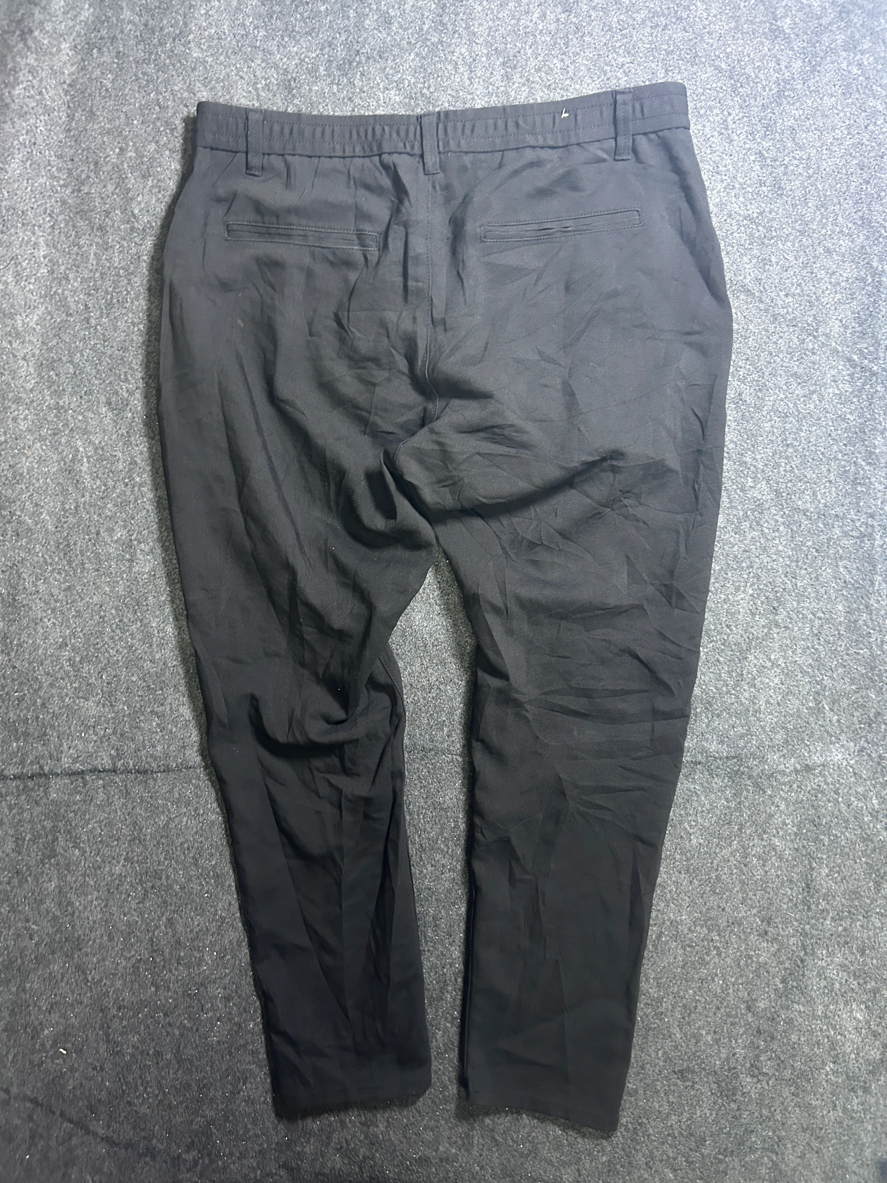 Zara Black Trousers XL | Casual Straight Fit Pants | Unisex