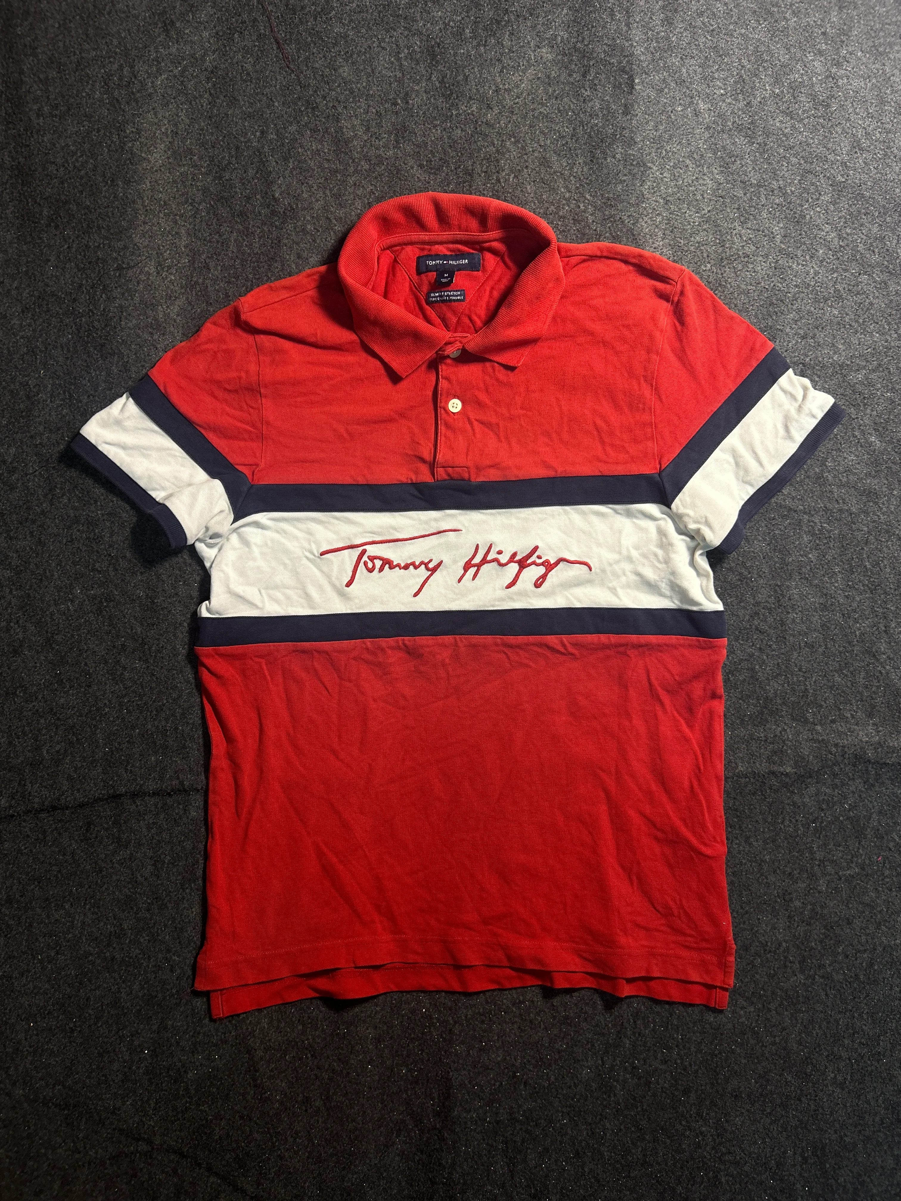 Tommy Hilfiger Men’s Red Colorblock Polo T-Shirt