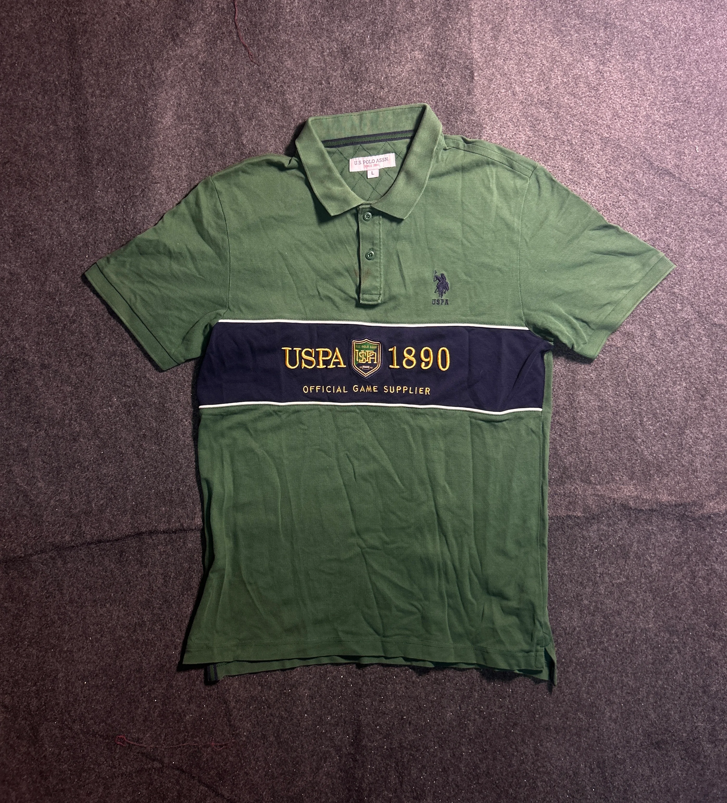 S. Polo Assn. Green & Navy Colorblock Polo T-Shirt