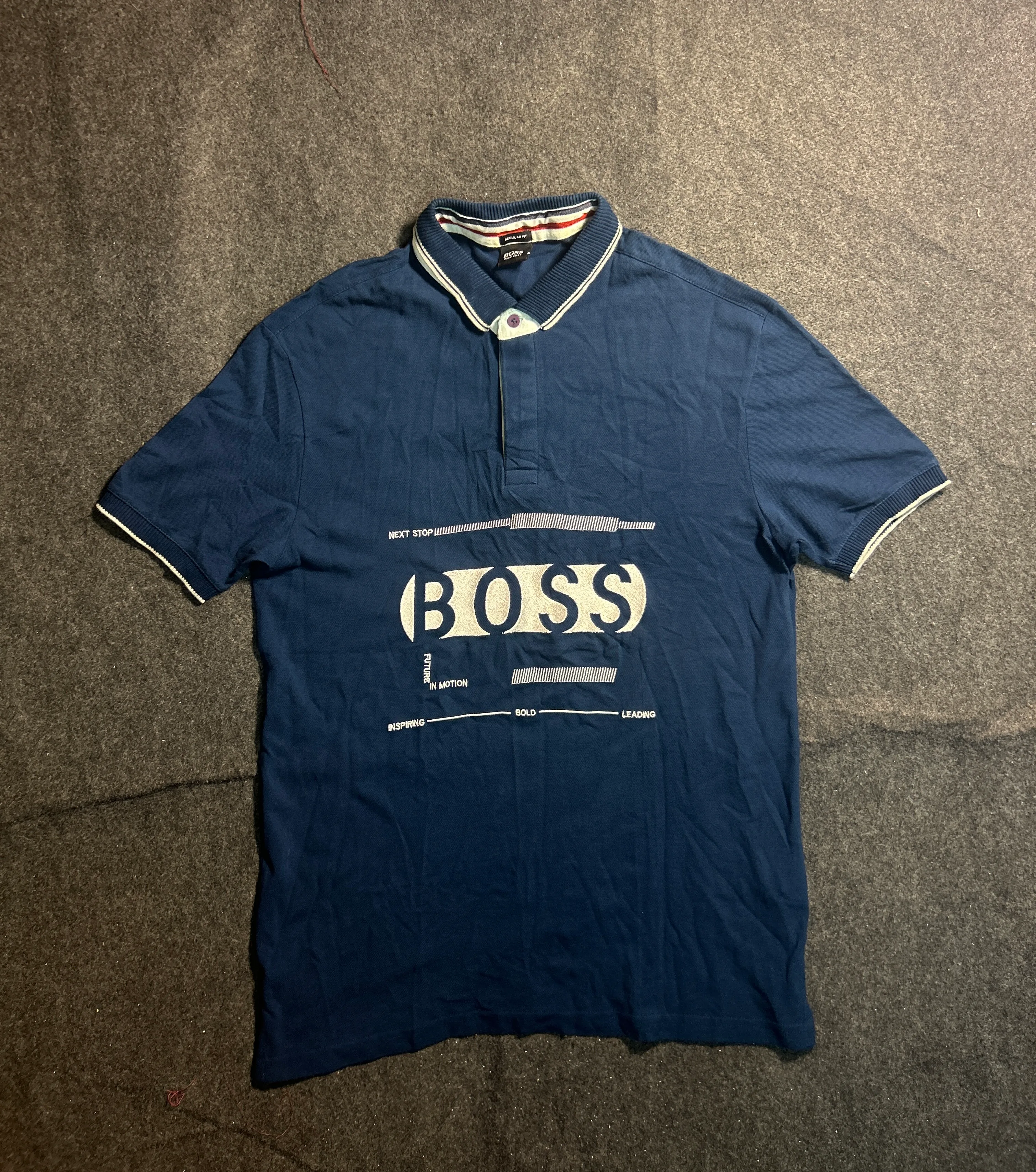 Hugo Boss Navy Blue Graphic Polo T-Shirt Men’s Regular Fit