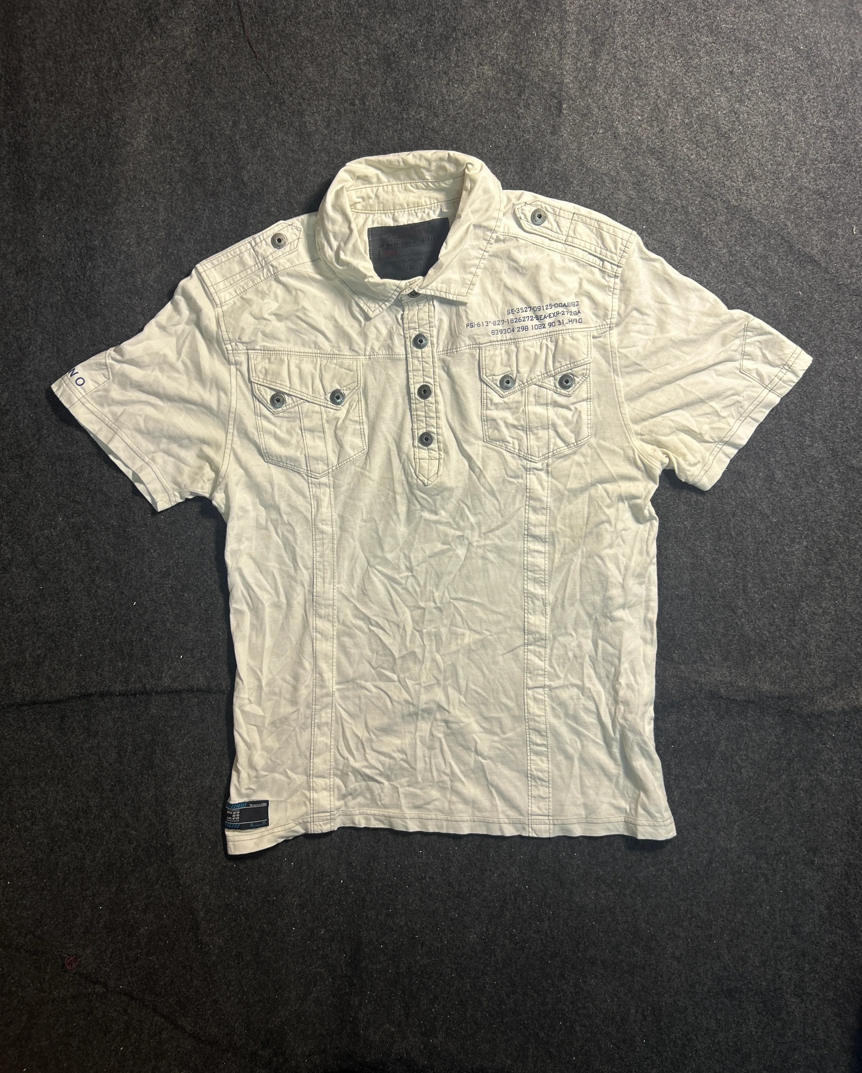 Next Men’s Vintage Utility Safari Shirt White Cotton Short Sleeve M