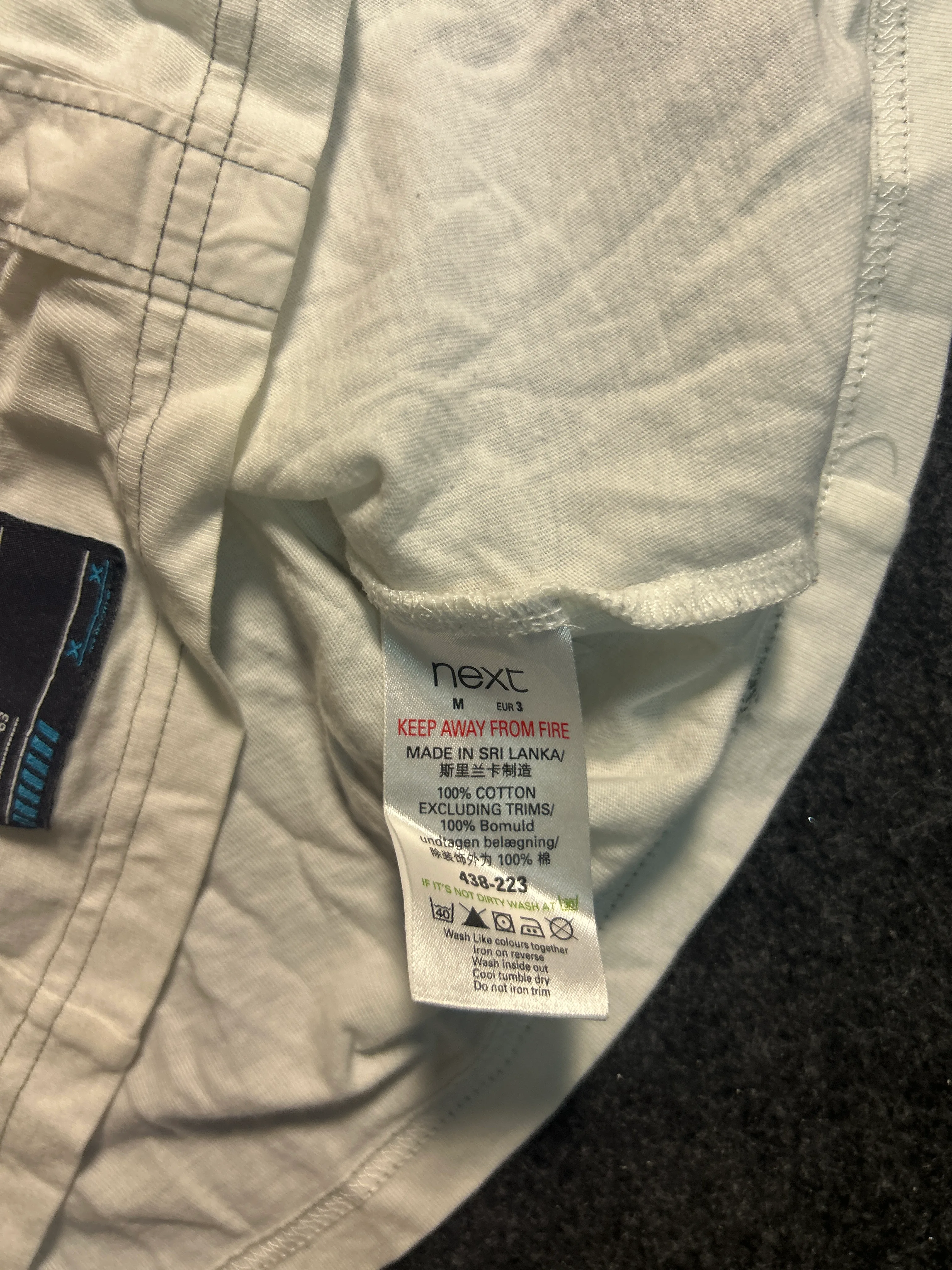 Next Men’s Vintage Utility Safari Shirt White Cotton Short Sleeve M