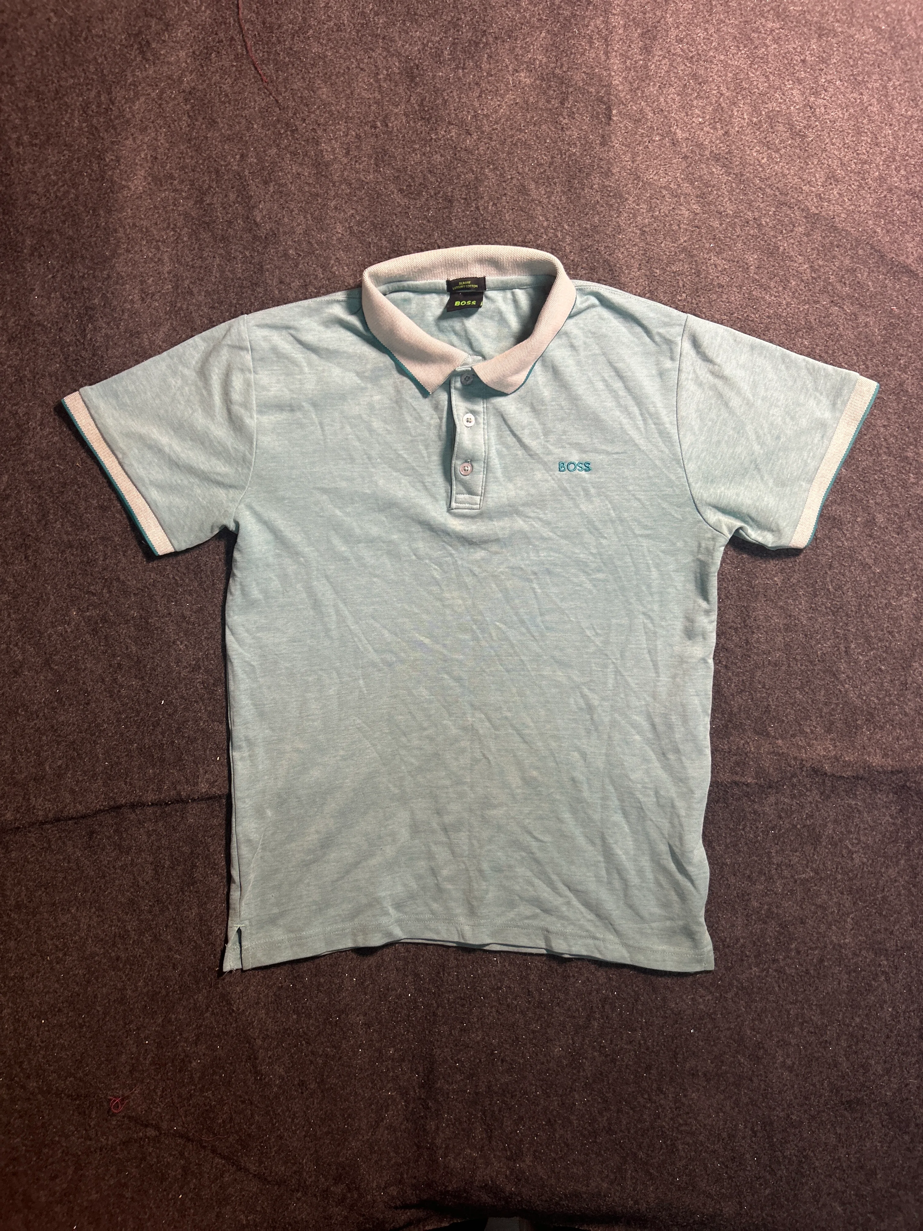 BOSS Hugo Boss Men’s Slim Fit Luxury Cotton Polo T-Shirt – Light Blue