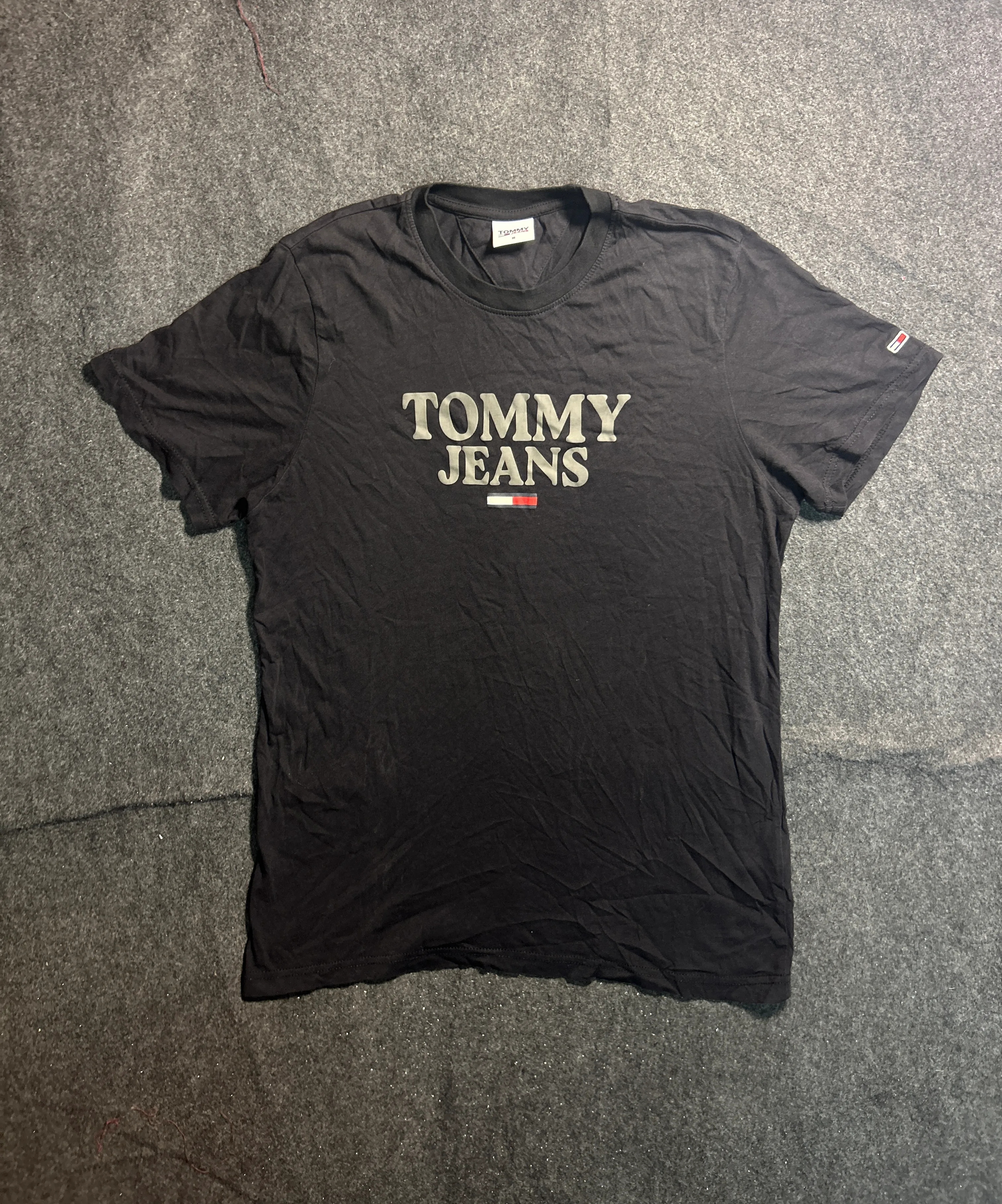 Tommy Jeans Black Cotton Graphic T-Shirt |M