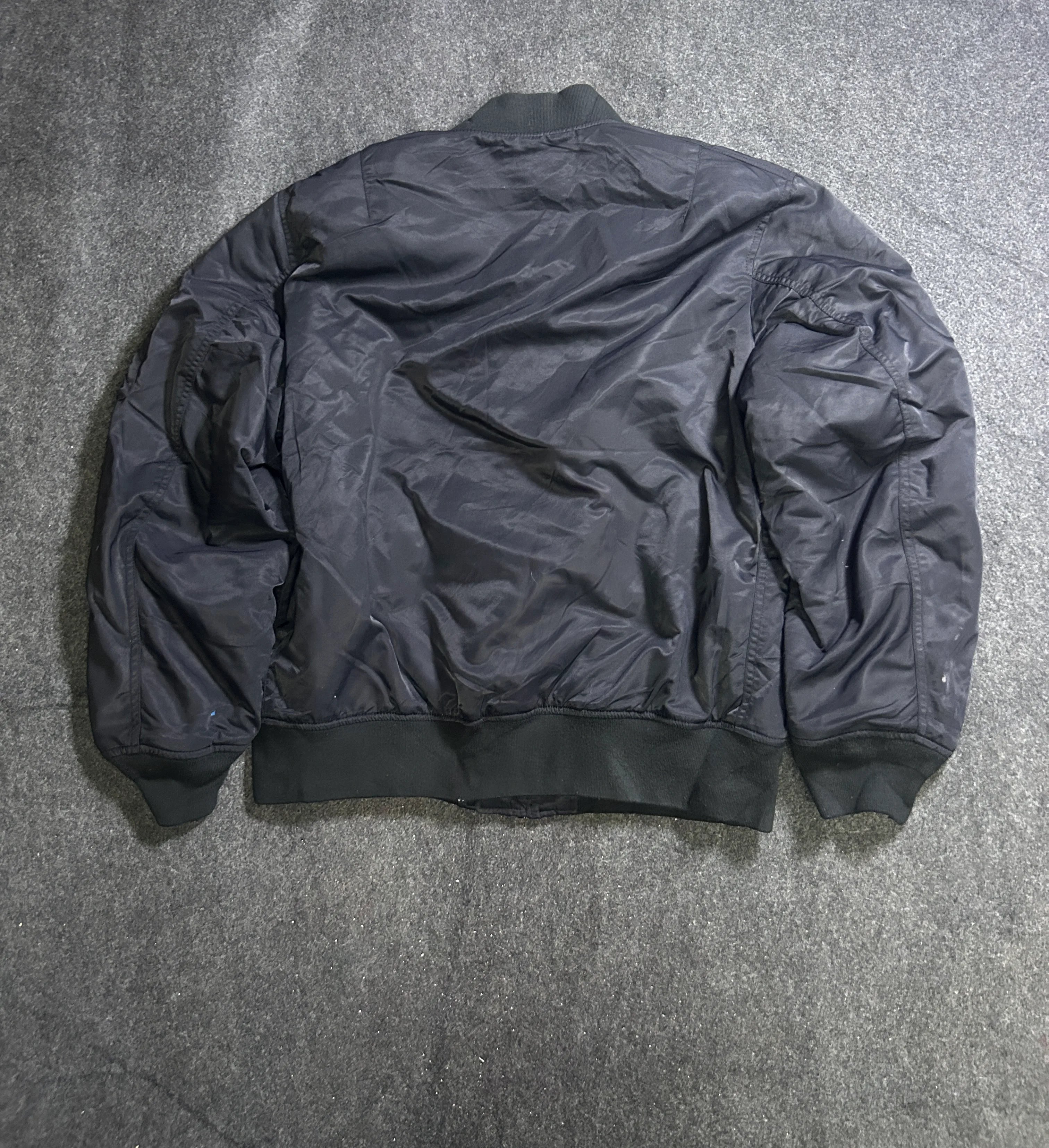 UNIQLO Black MA-1 Bomber Jacket – Utility Sleeve Pocket – Size XL