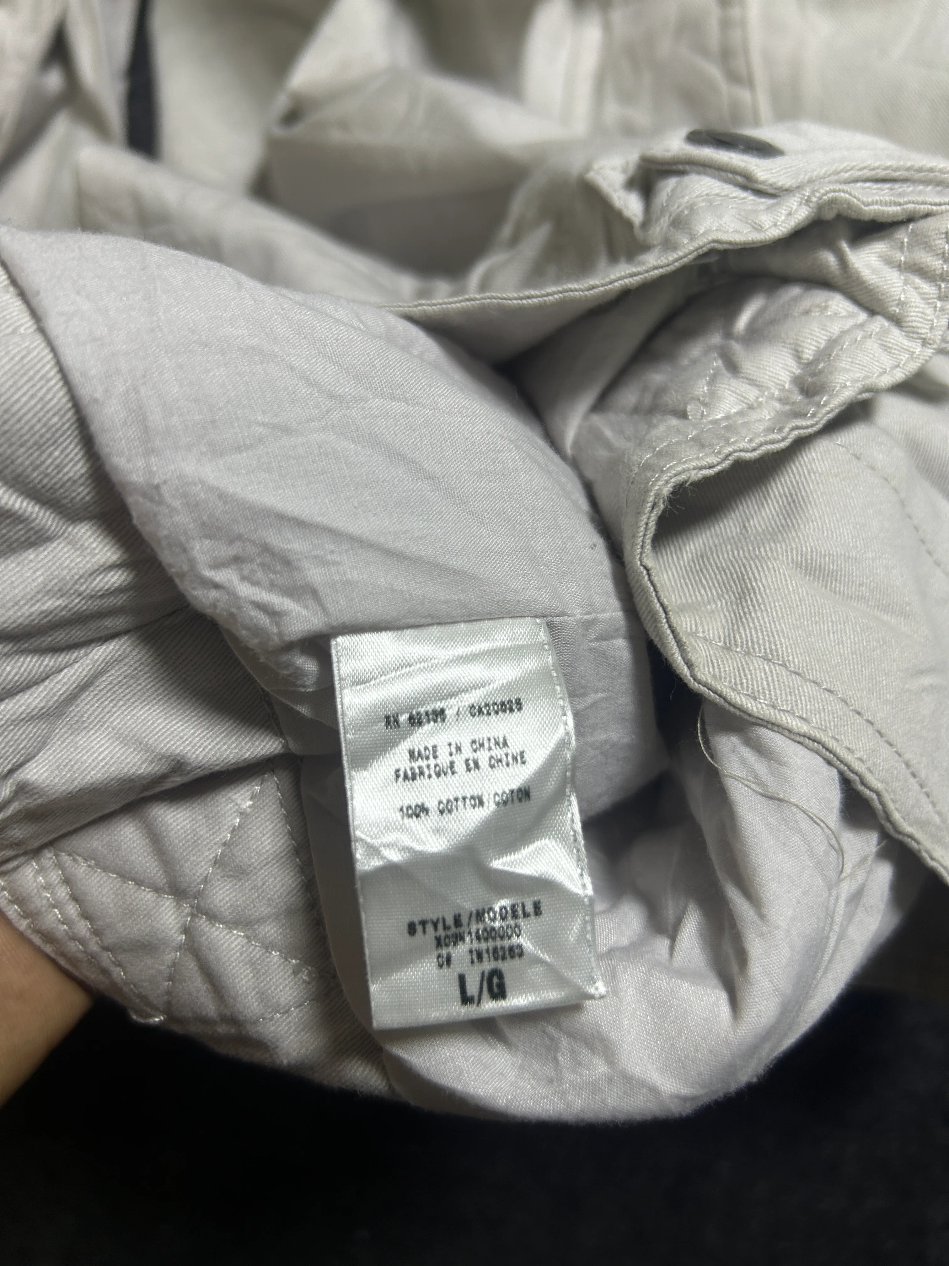 Guess Beige Utility Jacket for Men – Zip-Up Military Style Jacket – Size L