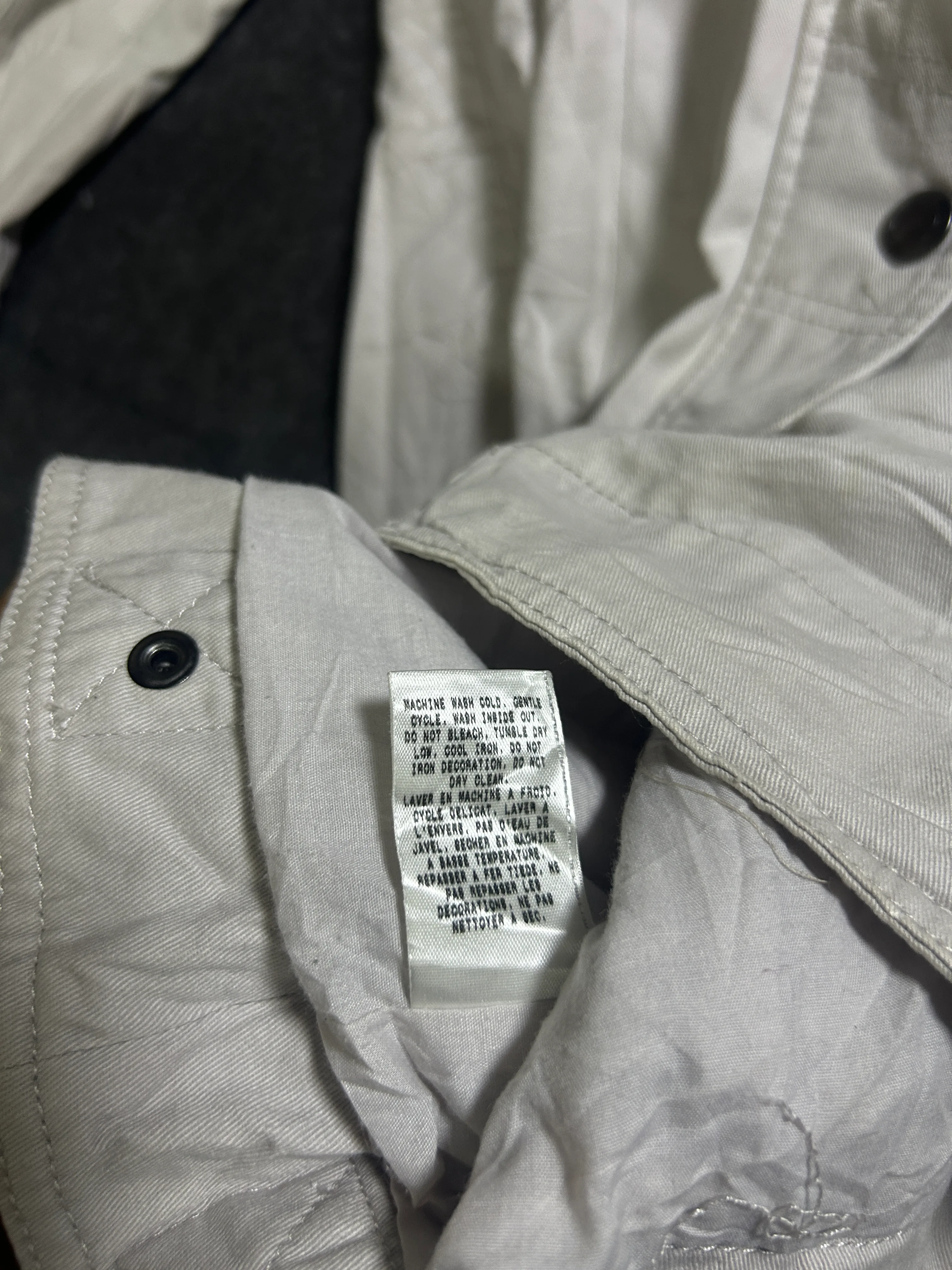 Guess Beige Utility Jacket for Men – Zip-Up Military Style Jacket – Size L