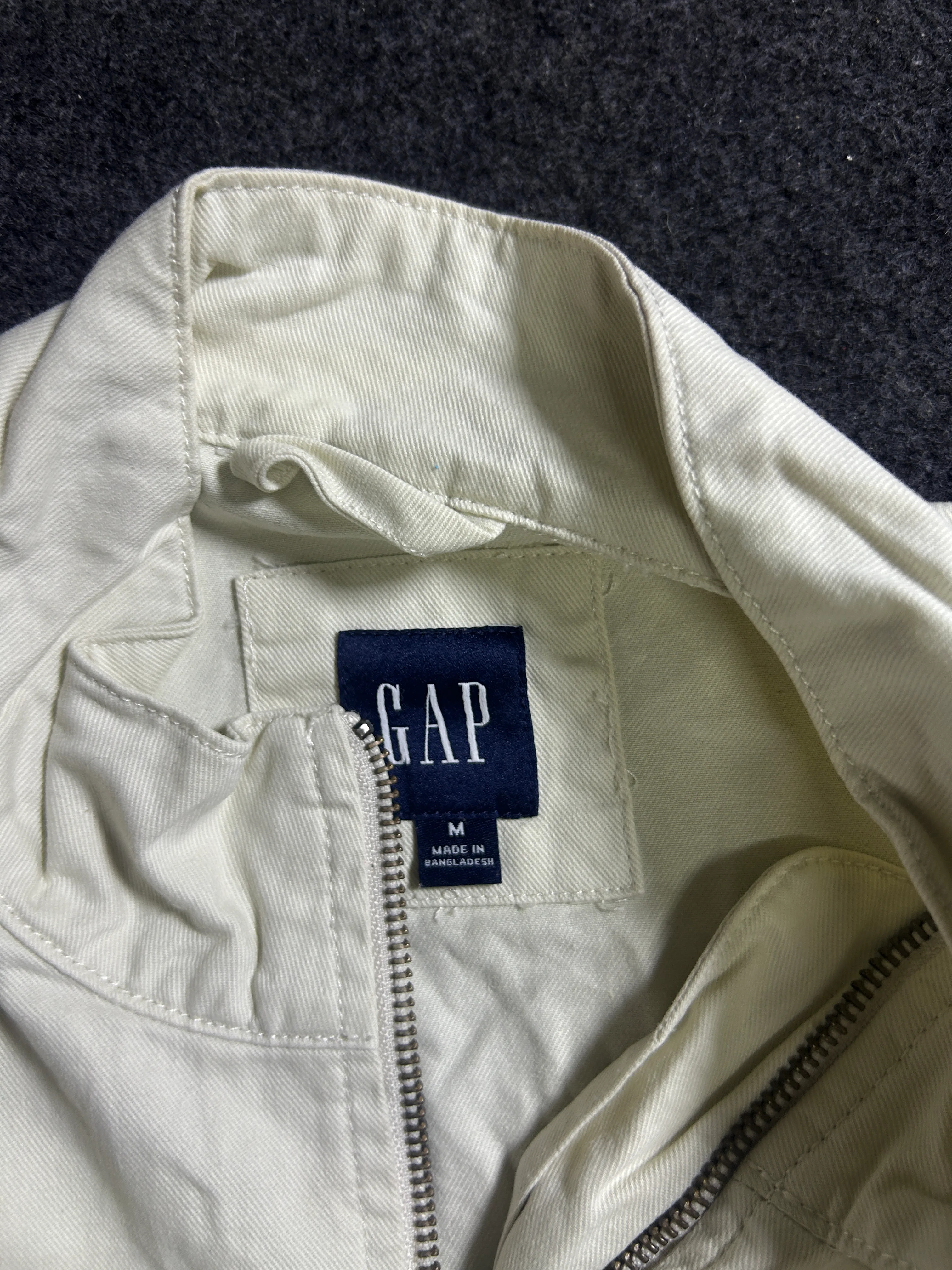 GAP Cream Cotton Utility Jacket for Men – Full-Zip Casual Jacket – Size M