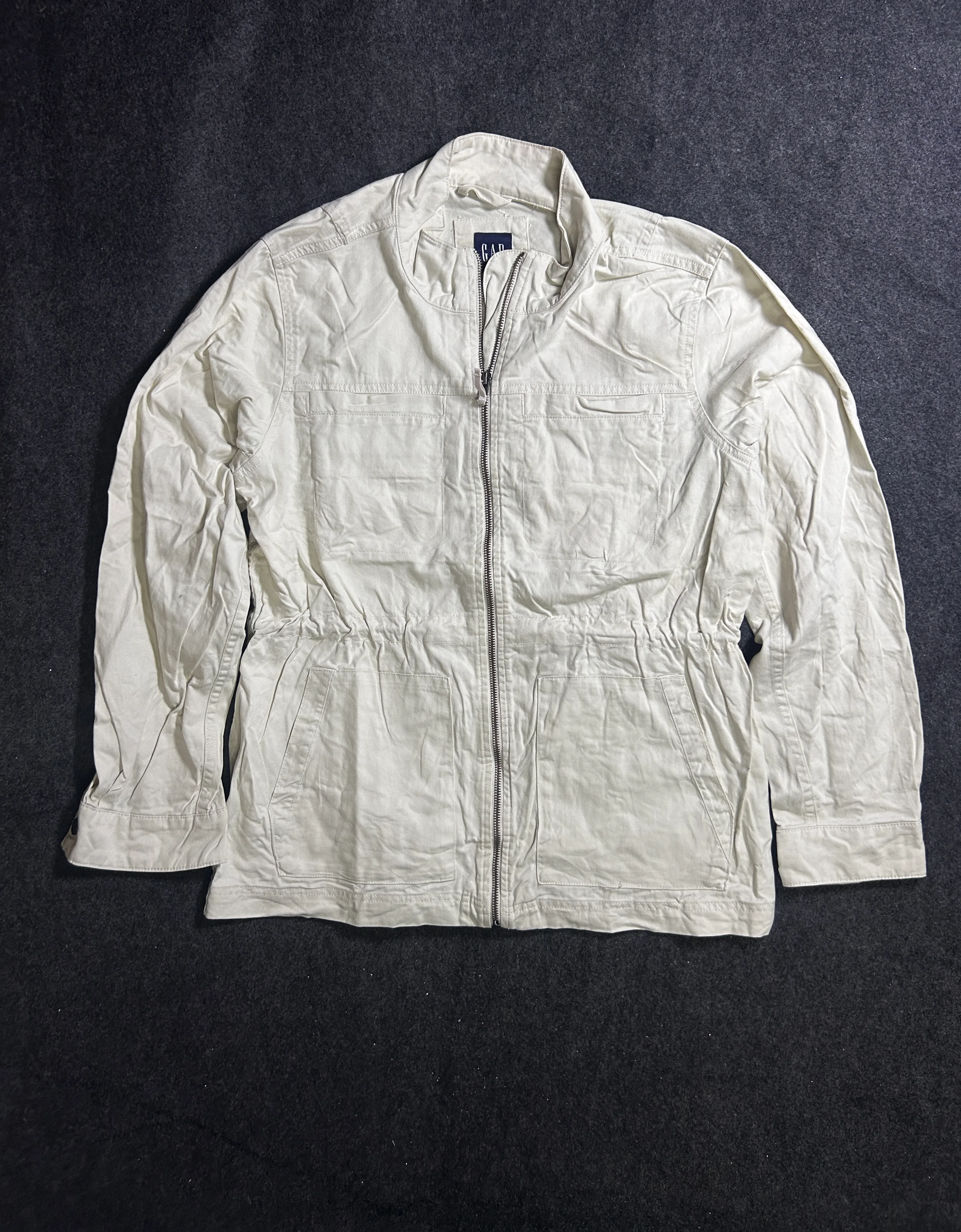 GAP Cream Cotton Utility Jacket for Men – Full-Zip Casual Jacket – Size M