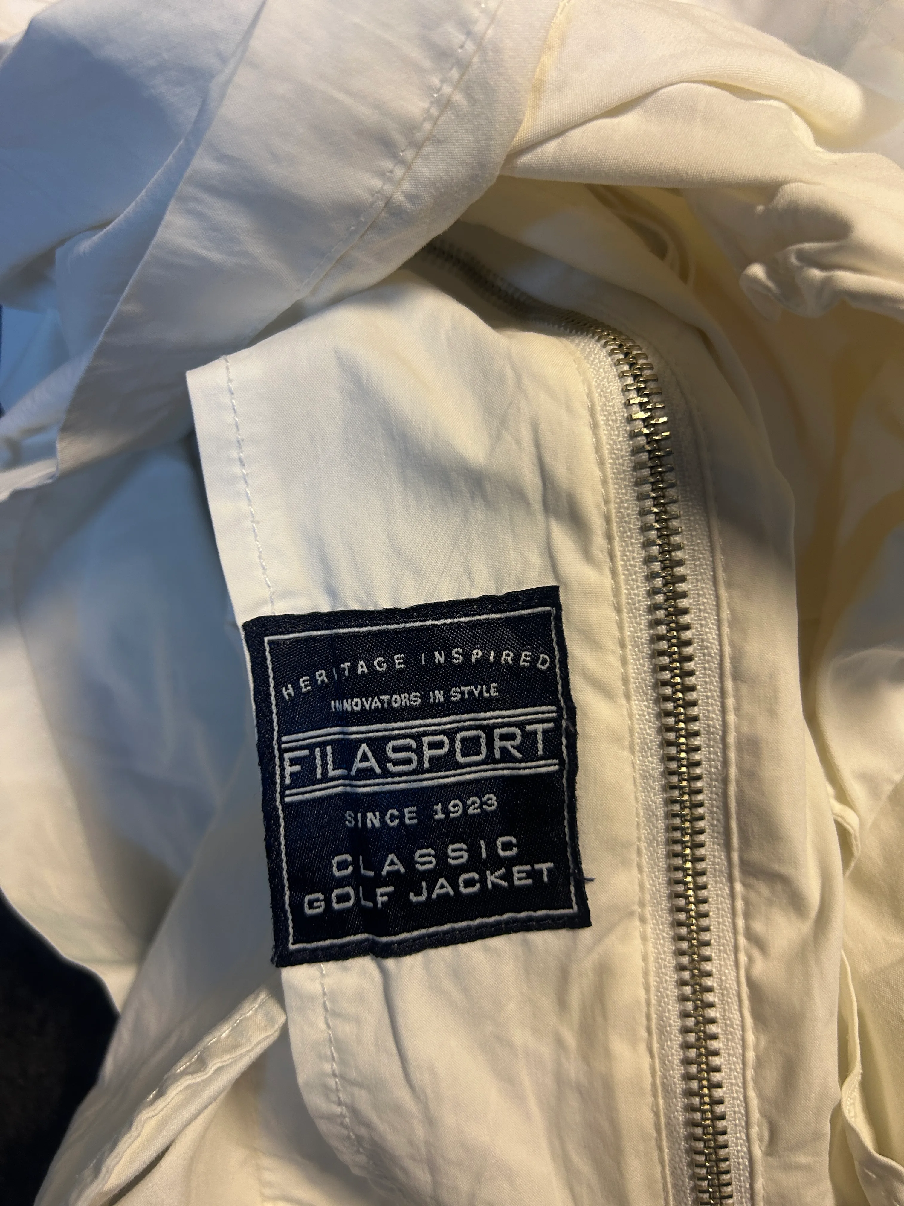 FILASPORT Classic Golf Jacket – Cream White Oversized Cotton Jacket XL