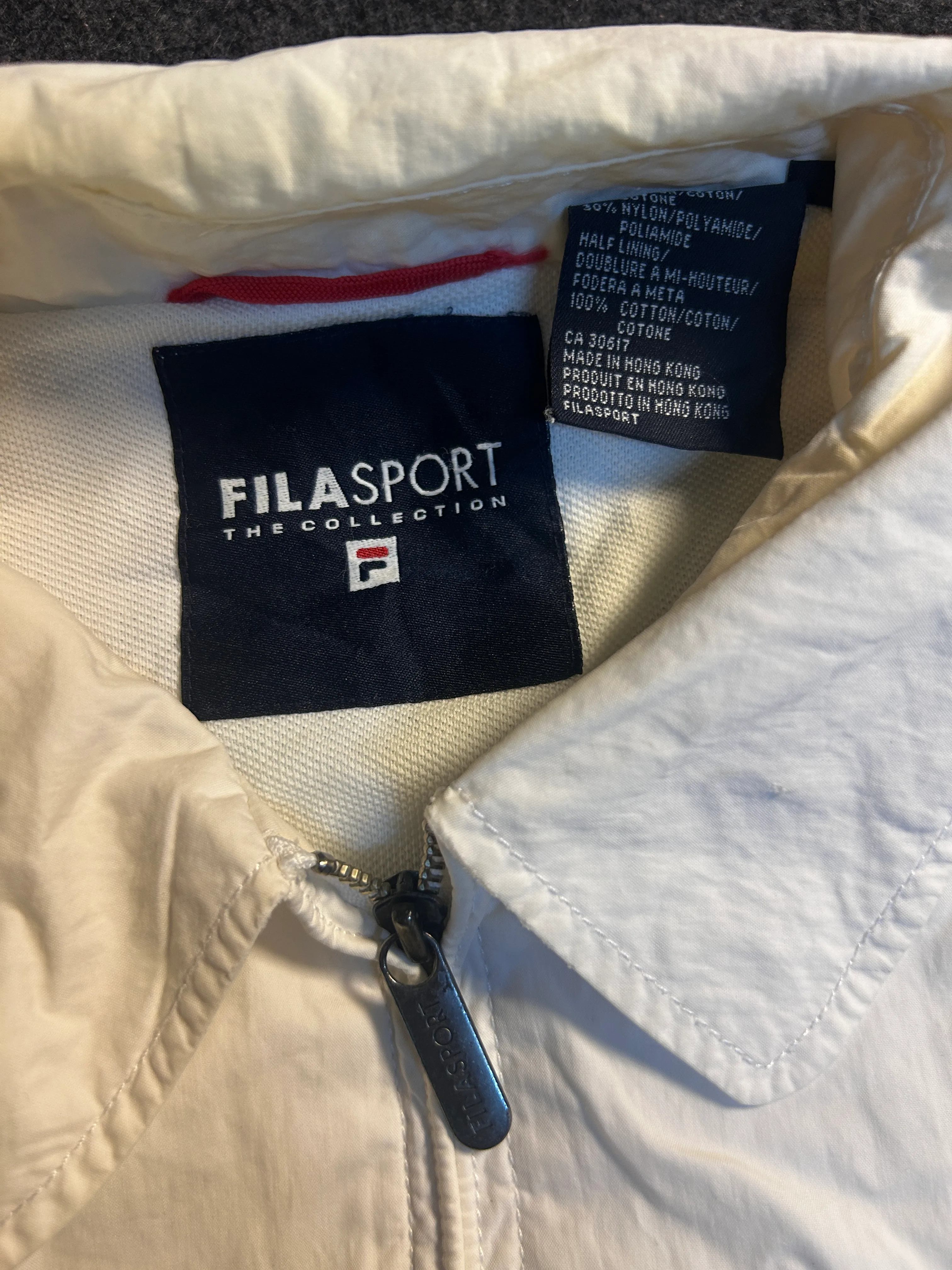FILASPORT Classic Golf Jacket – Cream White Oversized Cotton Jacket XL