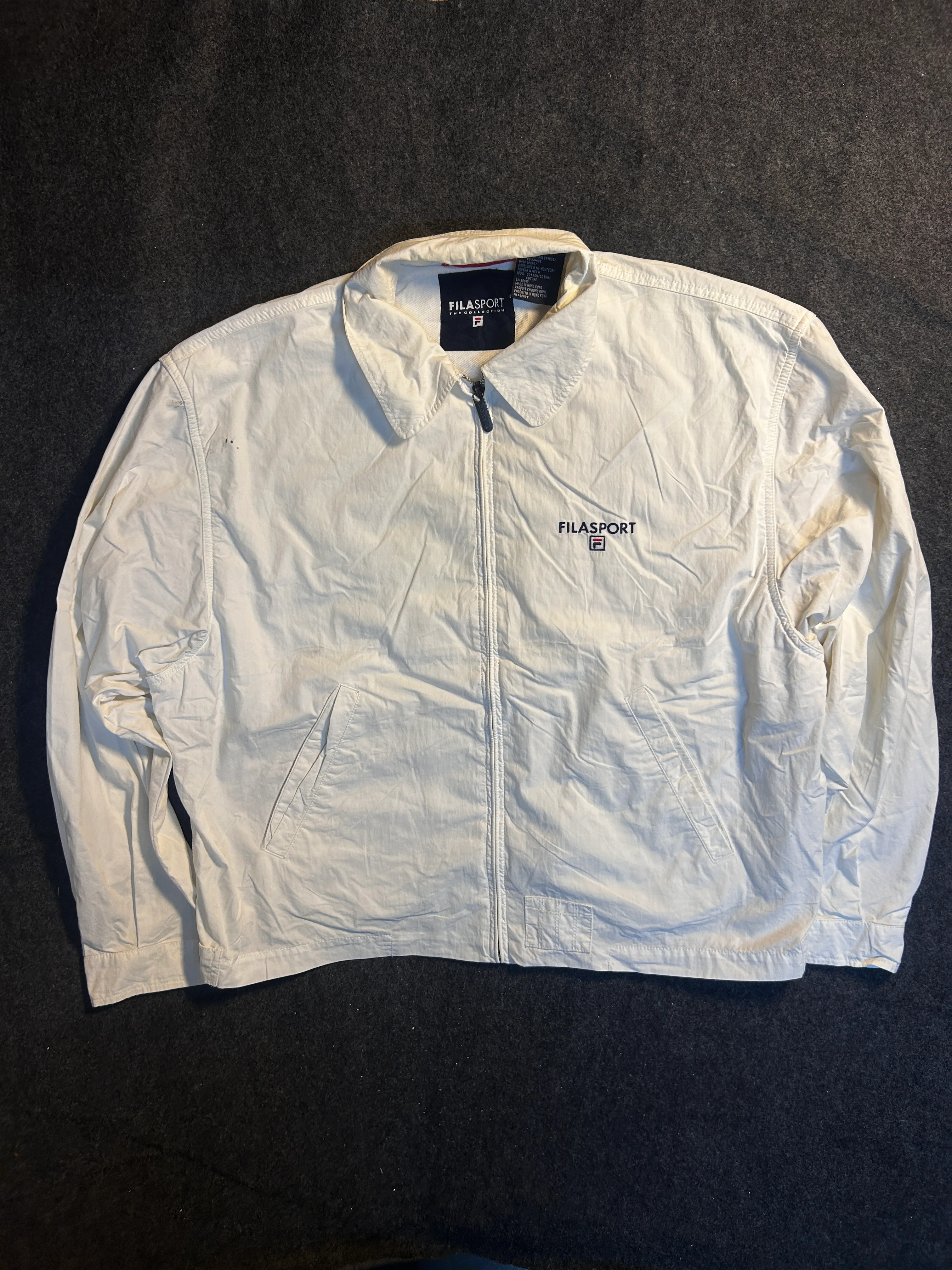 FILASPORT Classic Golf Jacket – Cream White Oversized Cotton Jacket XL