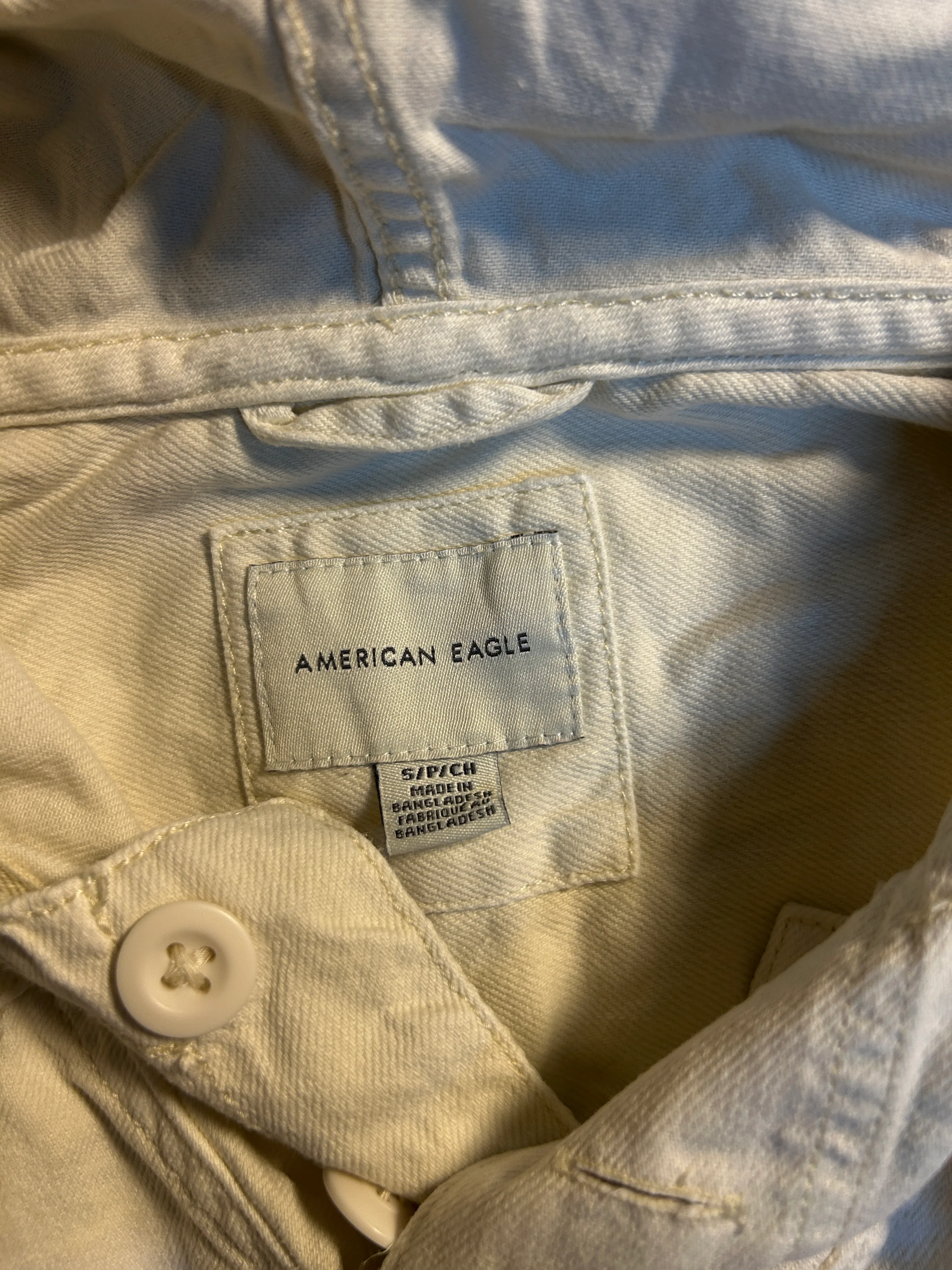 American Eagle Vintage Cream Hoodie – 100% Cotton Oversized Pullover L