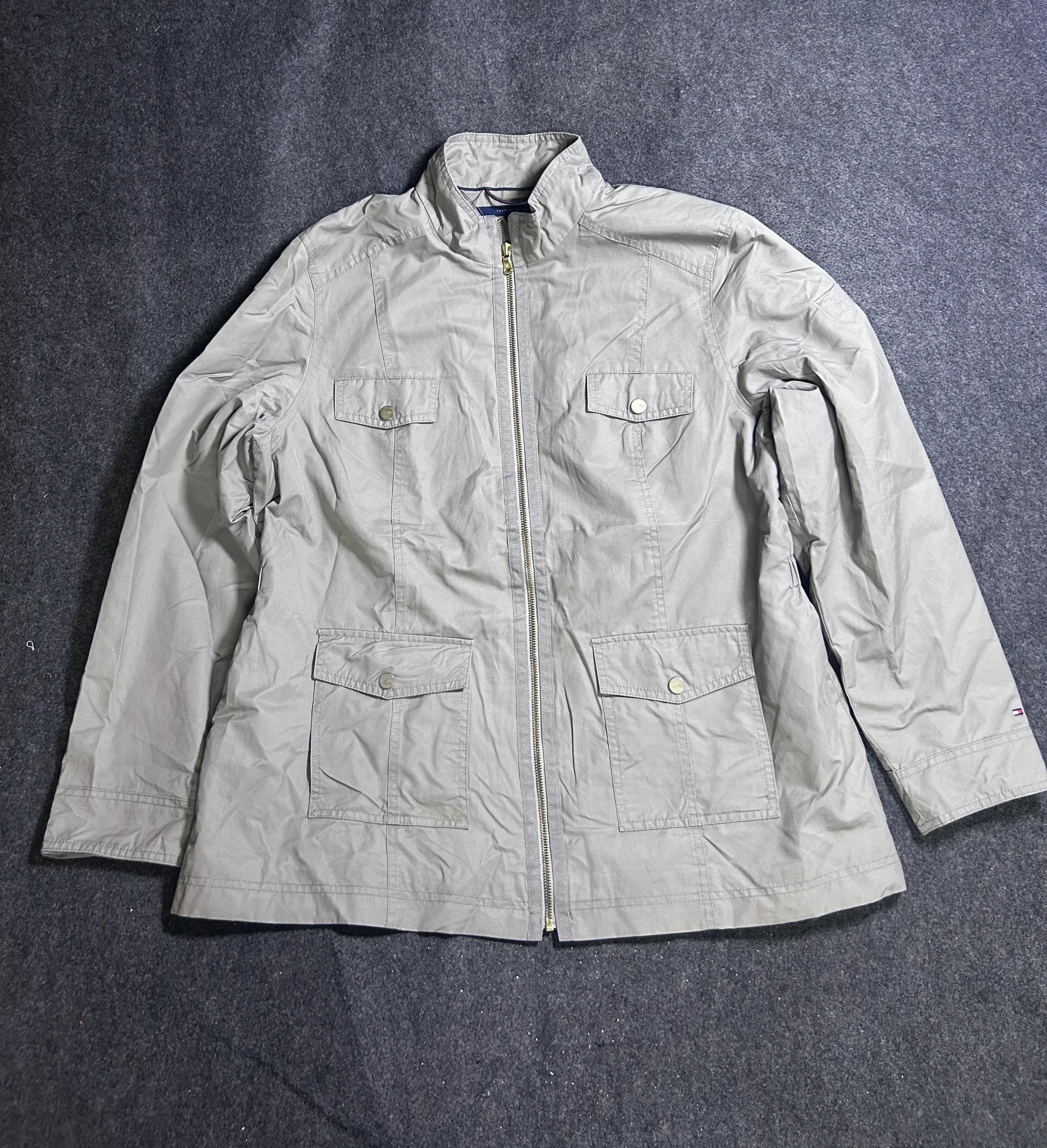 Tommy Hilfiger Grey Parka Jacket Vintage Utility Style XL