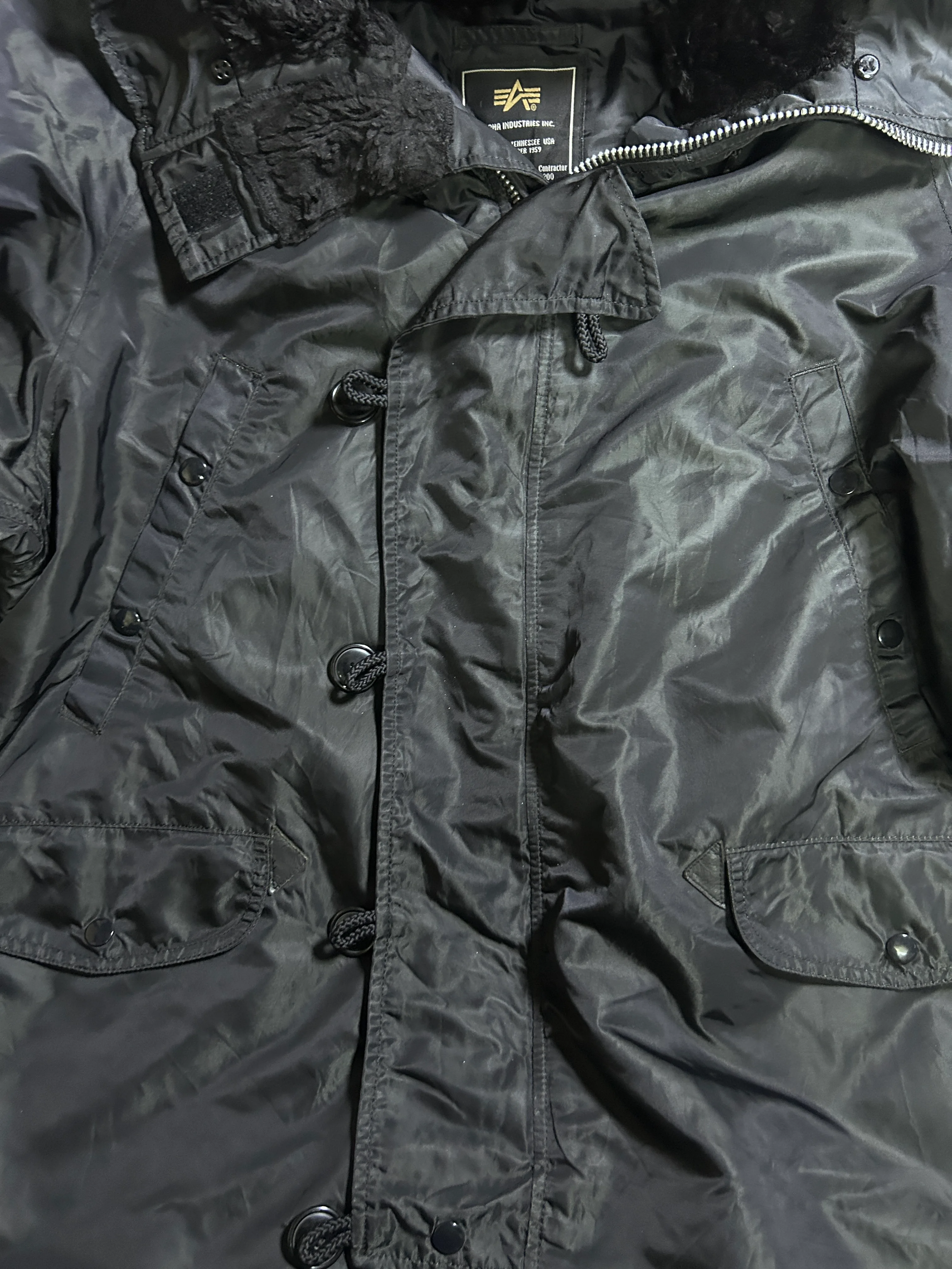 Alpha Industries N-3B Black Extreme Cold Weather Parka Jacket – XXL