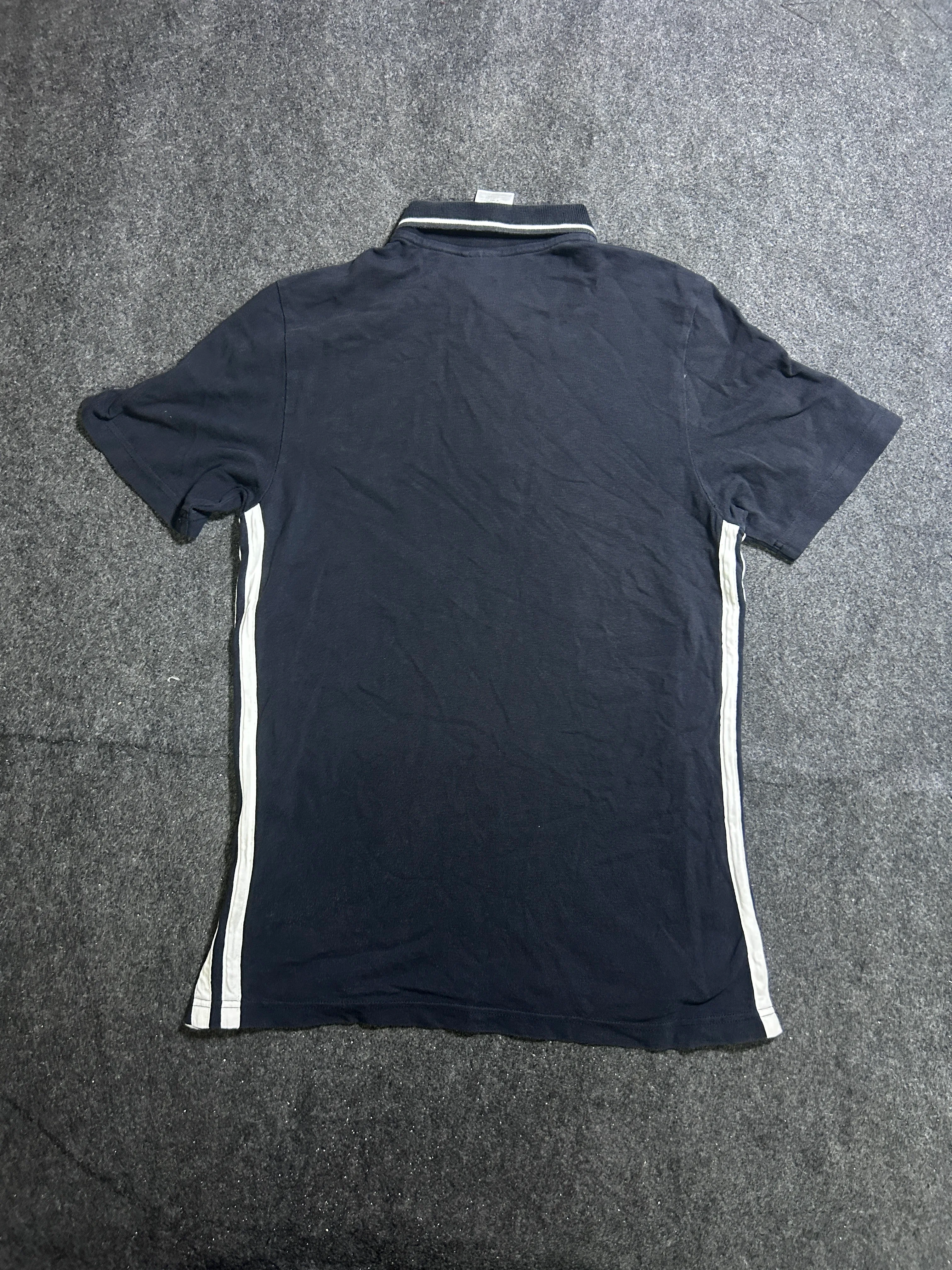 Adidas Men’s Black Polo T-Shirt with White Side Stripes – Cotton Sportswear M