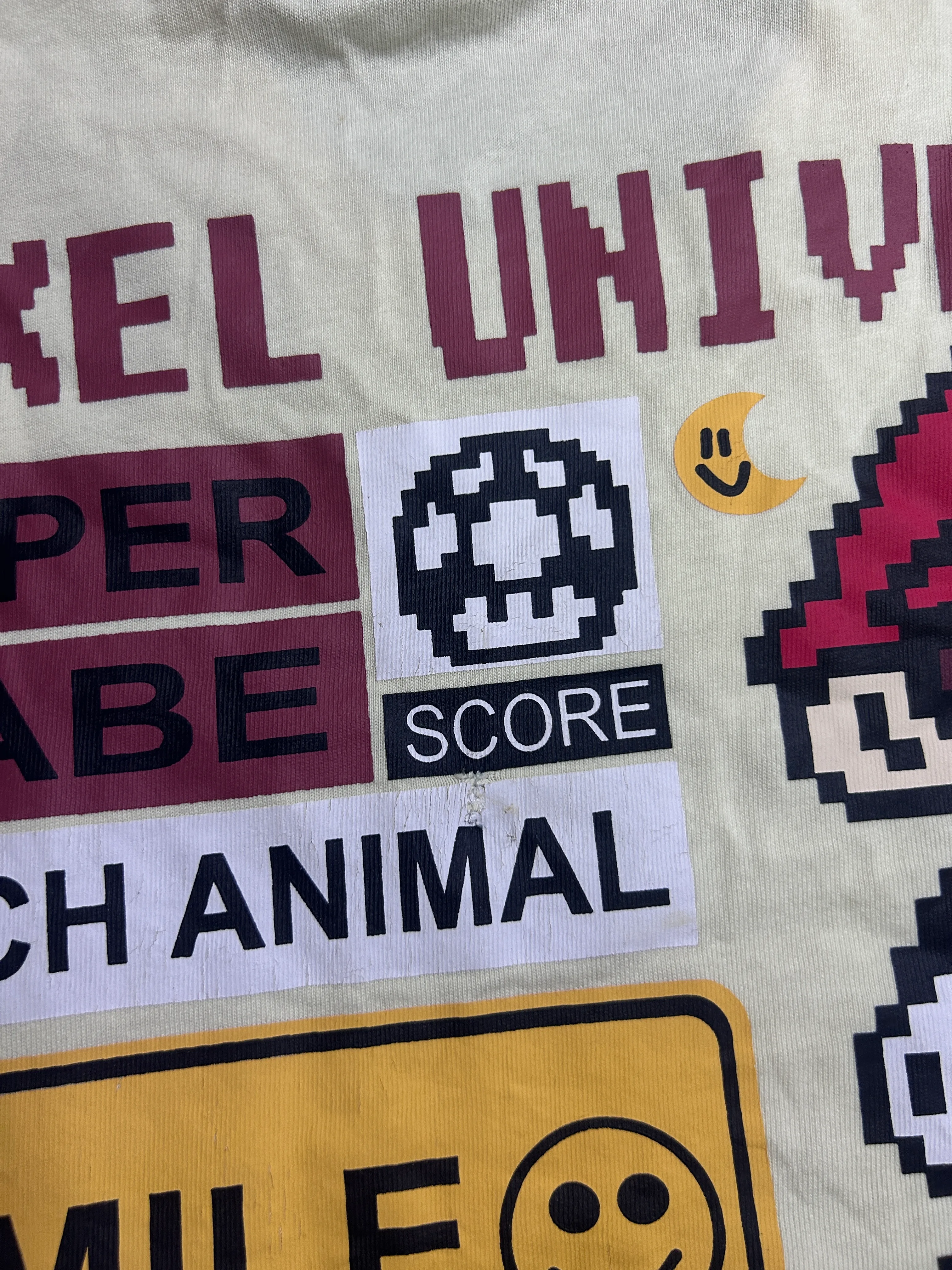 Lacoste x Peanuts Super Mario Graphic T-Shirt – Cream, Oversized Fit