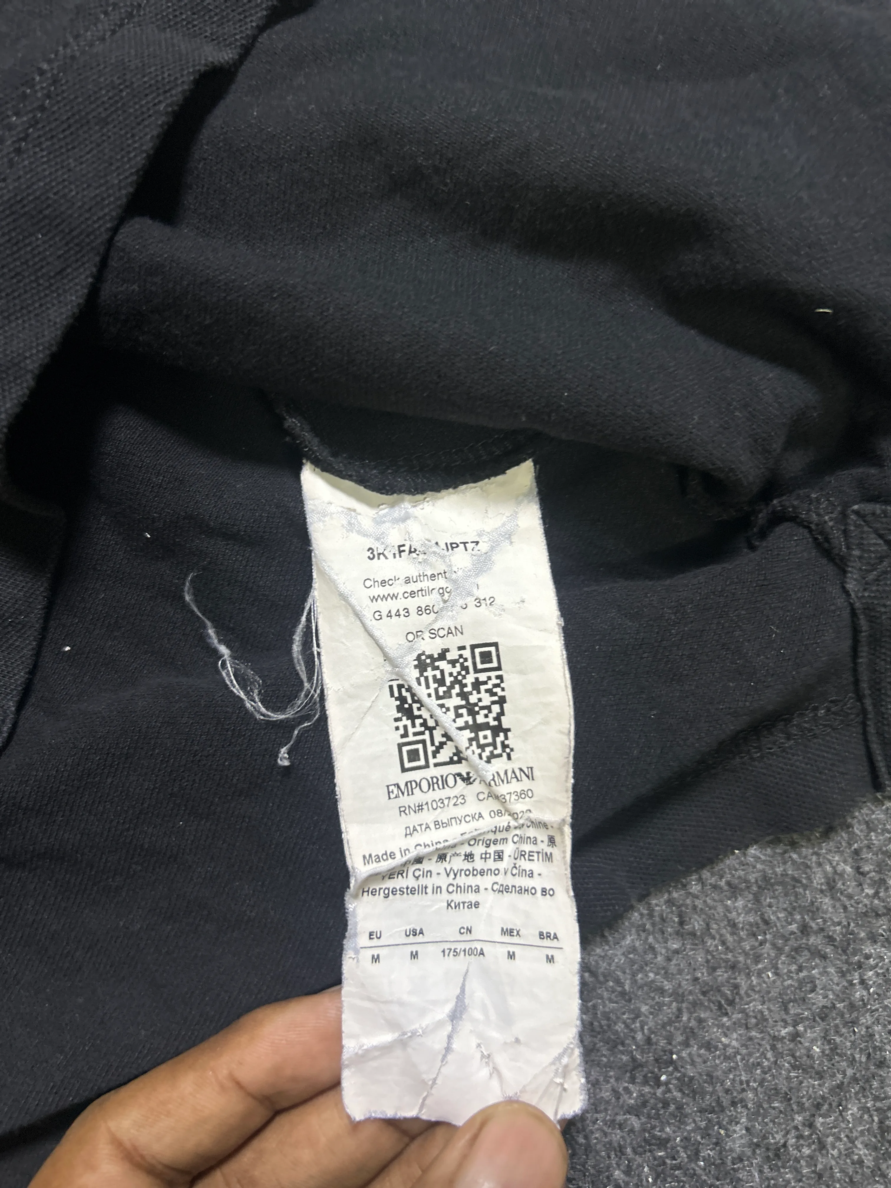 Emporio Armani Black Polo T-Shirt with White Contrast Trim M