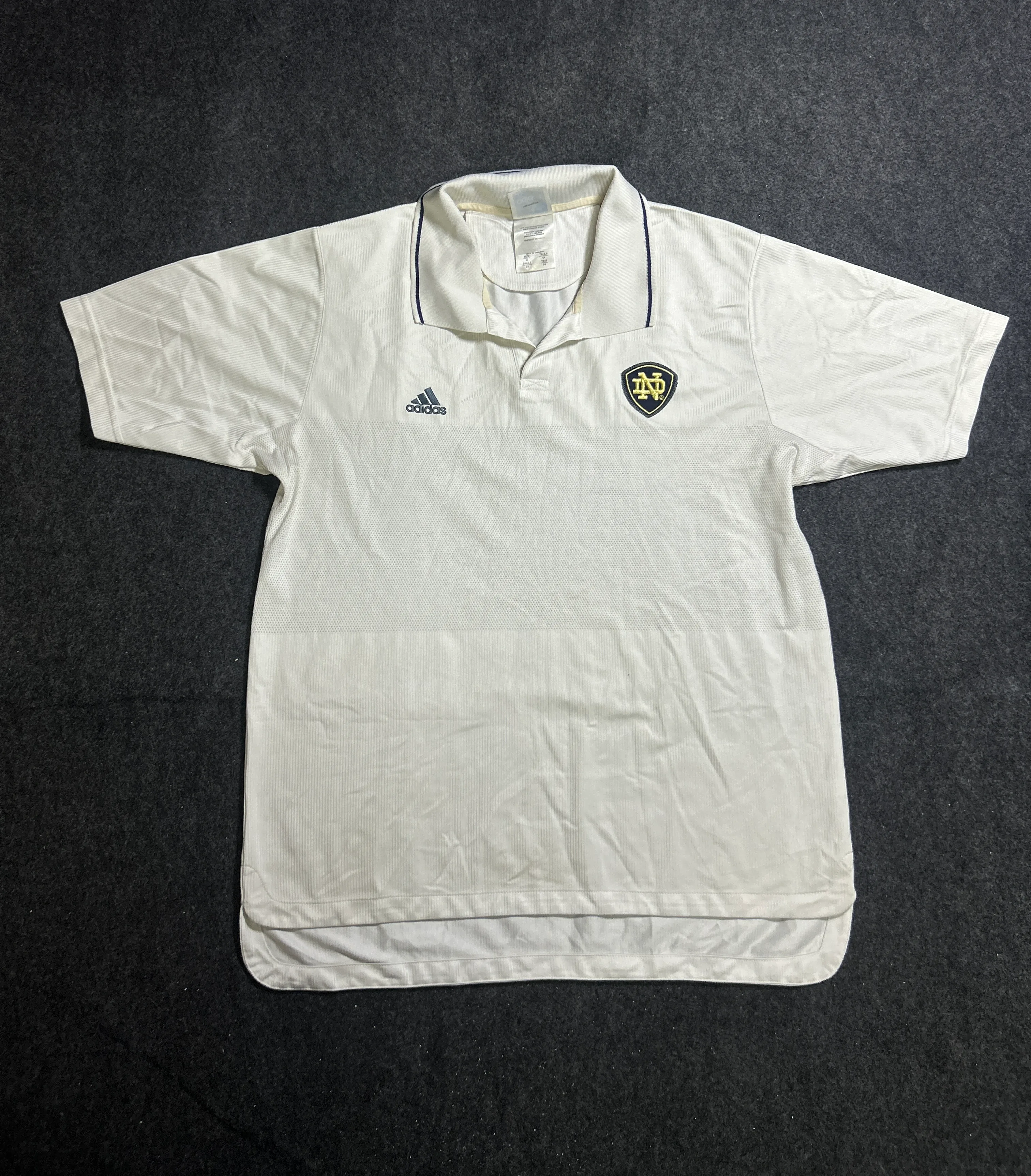 Adidas Notre Dame Fighting Irish White Polo Shirt L
