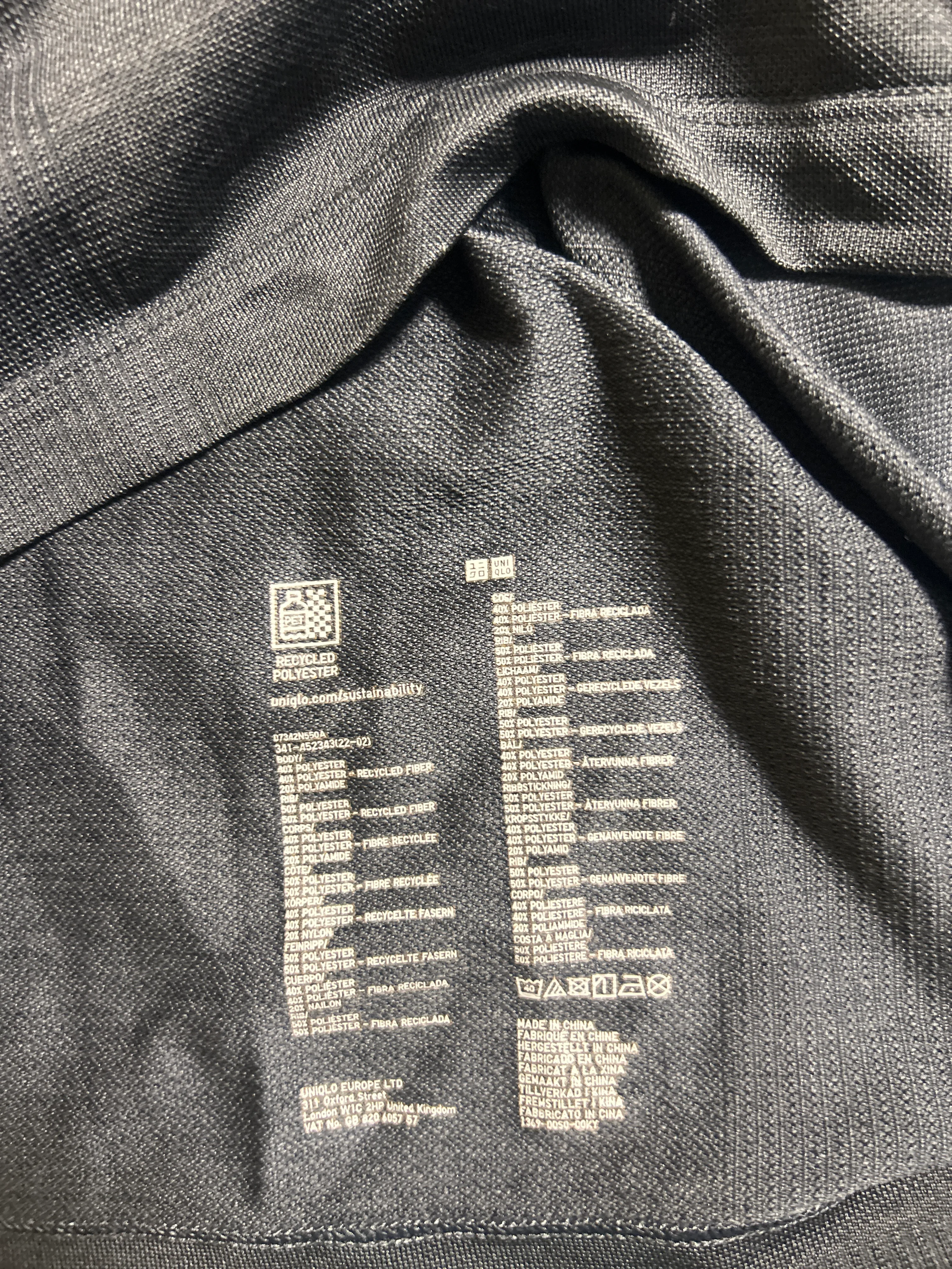 UNIQLO Men’s Black & Grey Colour-Block Polo T-Shirt – Dry-EX