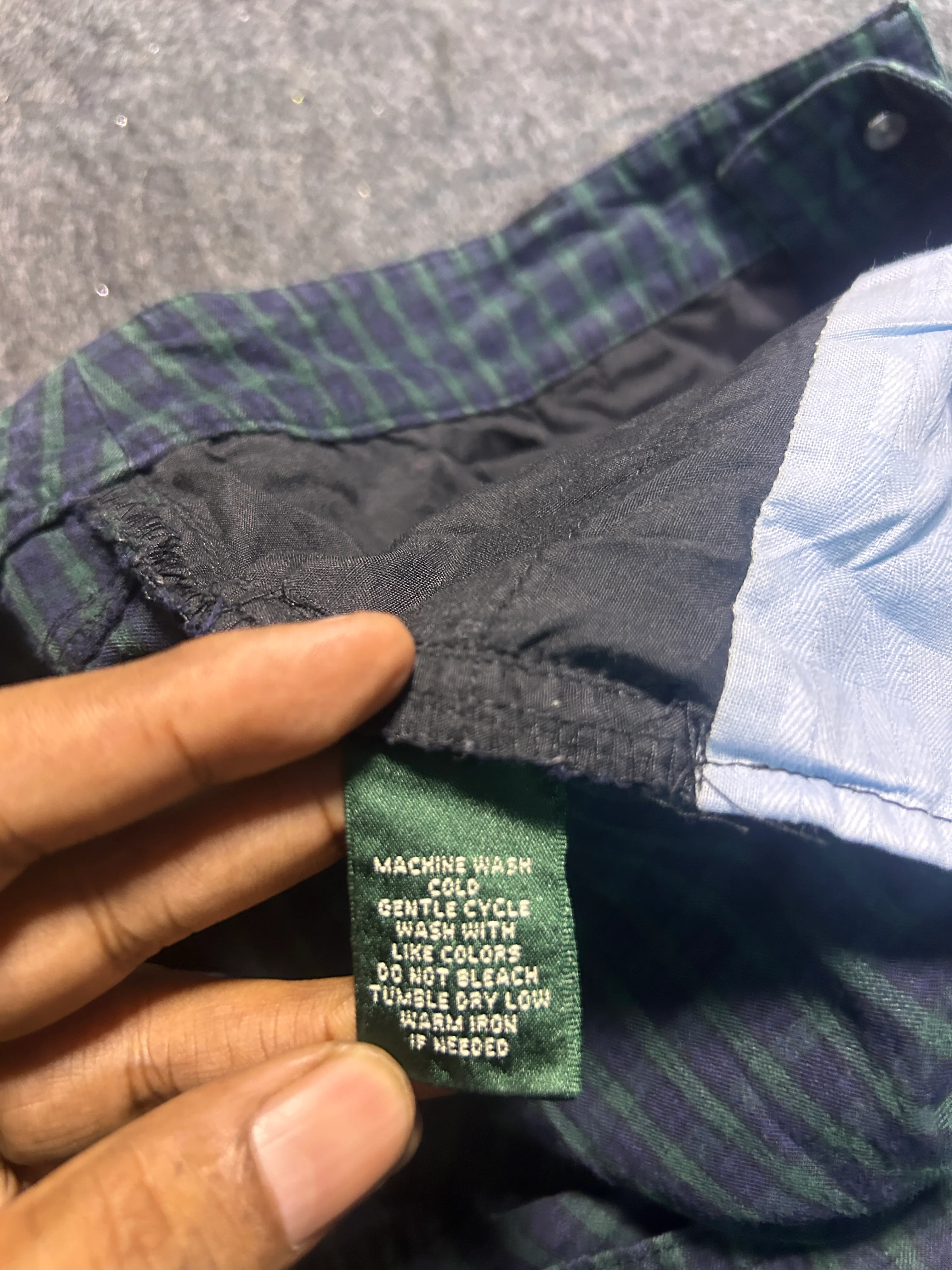 Ralph Lauren Women’s Green & Navy Plaid Cotton Trousers – Size M