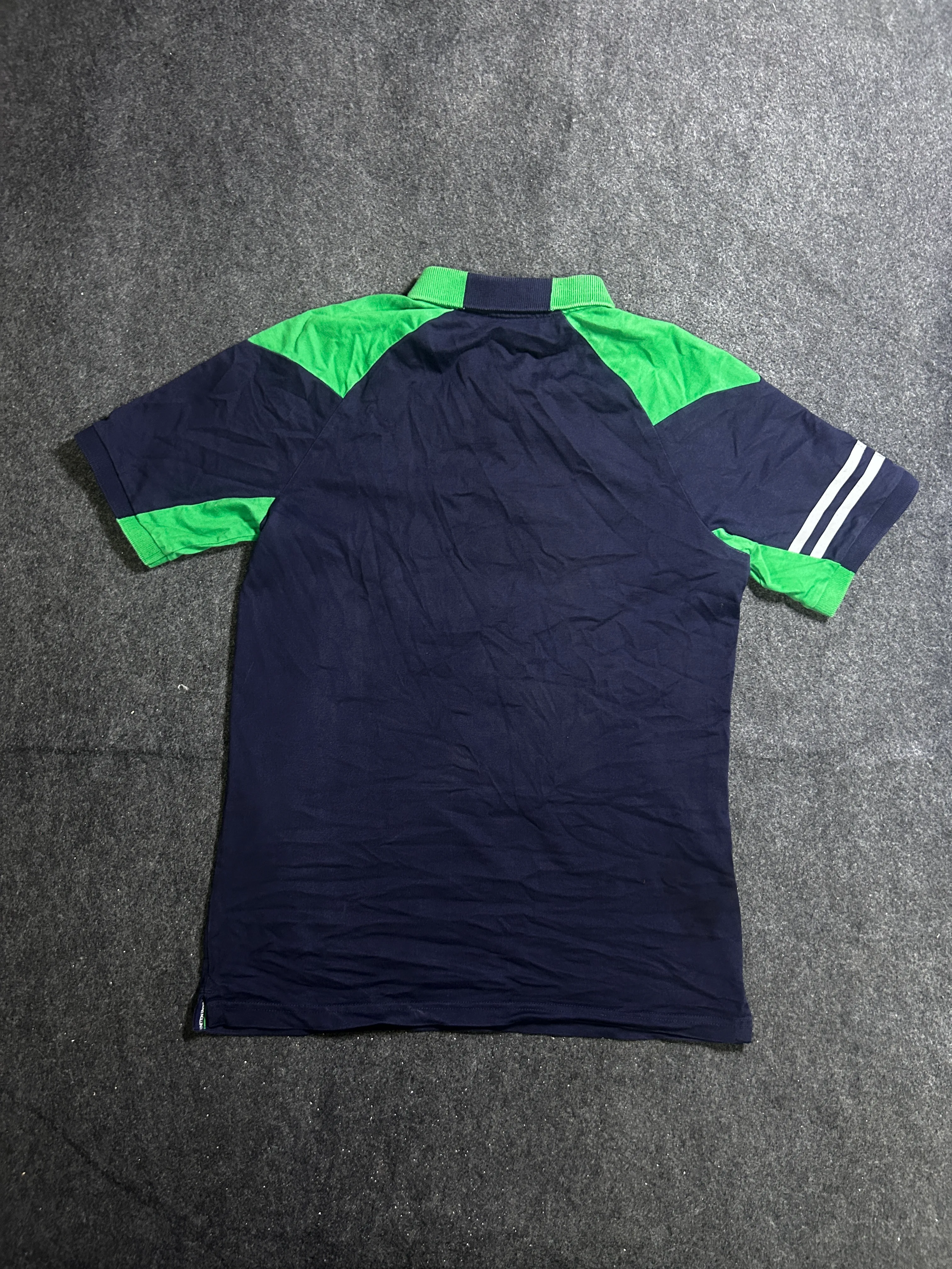 Vintage Benetton Motorsport B185 Navy Blue & Green Polo T-Shirt M
