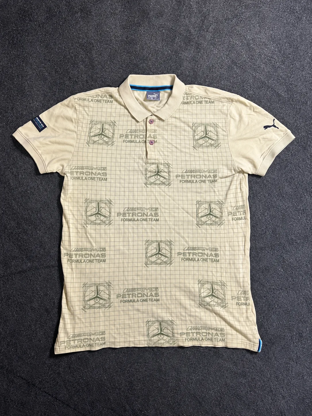 Puma Mercedes-AMG Petronas Motorsport Men’s Polo T-Shirt – Beige