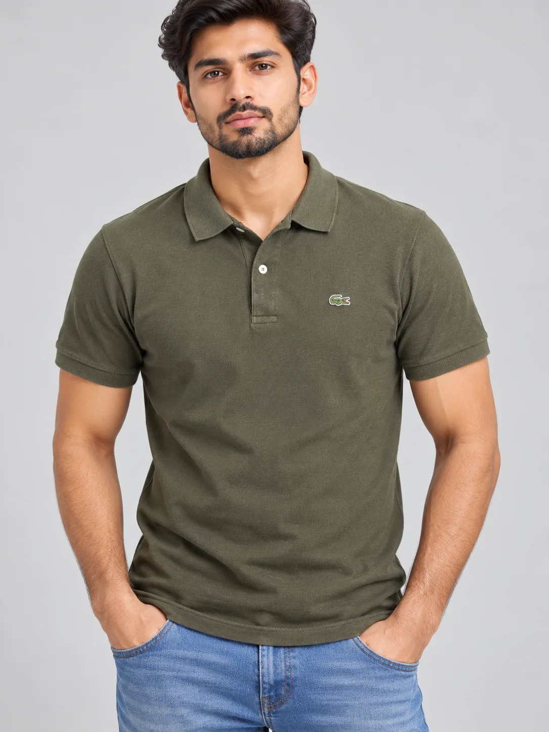 Lacoste Men’s Olive Green Classic Logo Polo T-Shirt – Size M