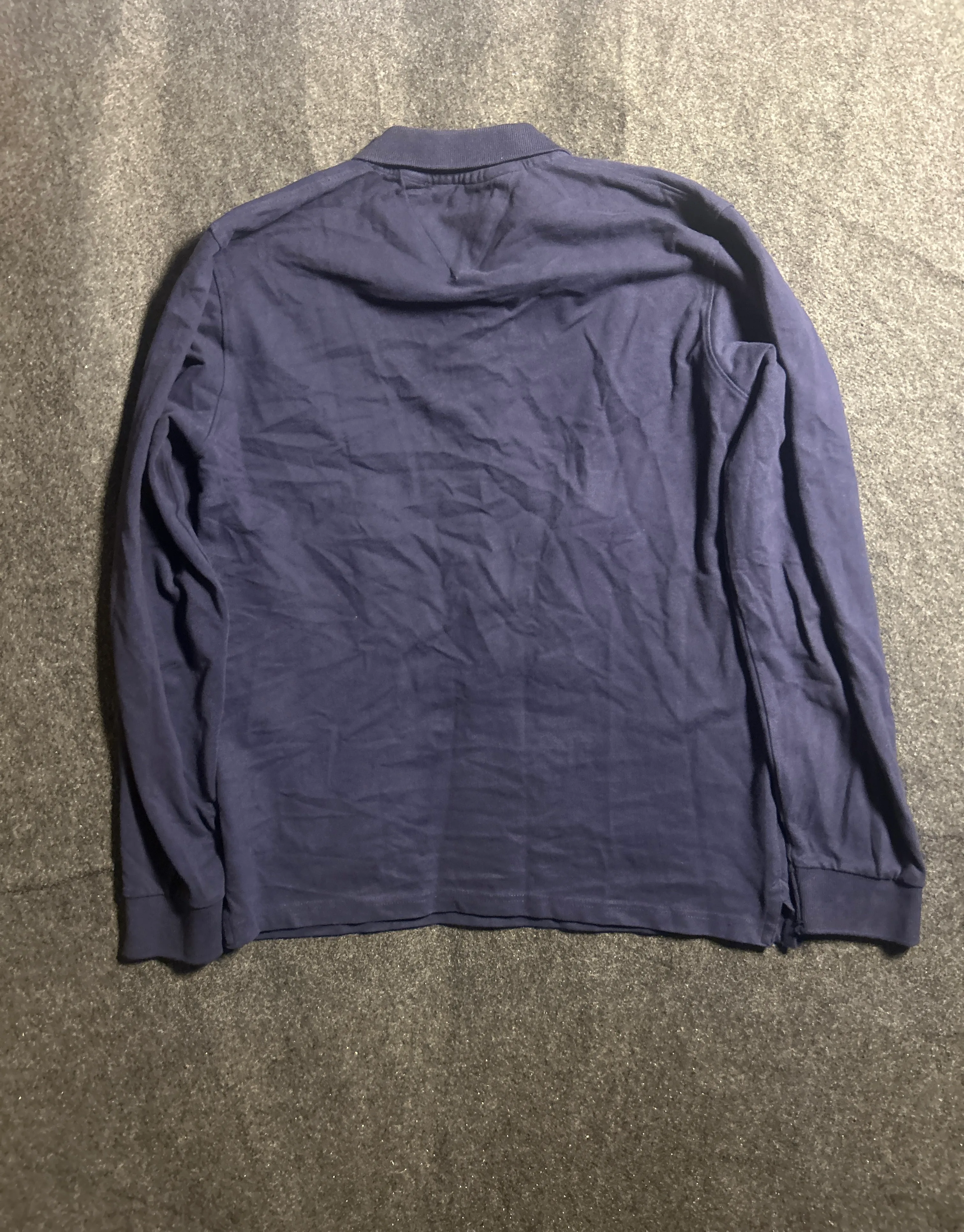 Tommy Hilfiger Navy Blue Long Sleeve Embroidered Crest Polo T-Shirt – Men’s M