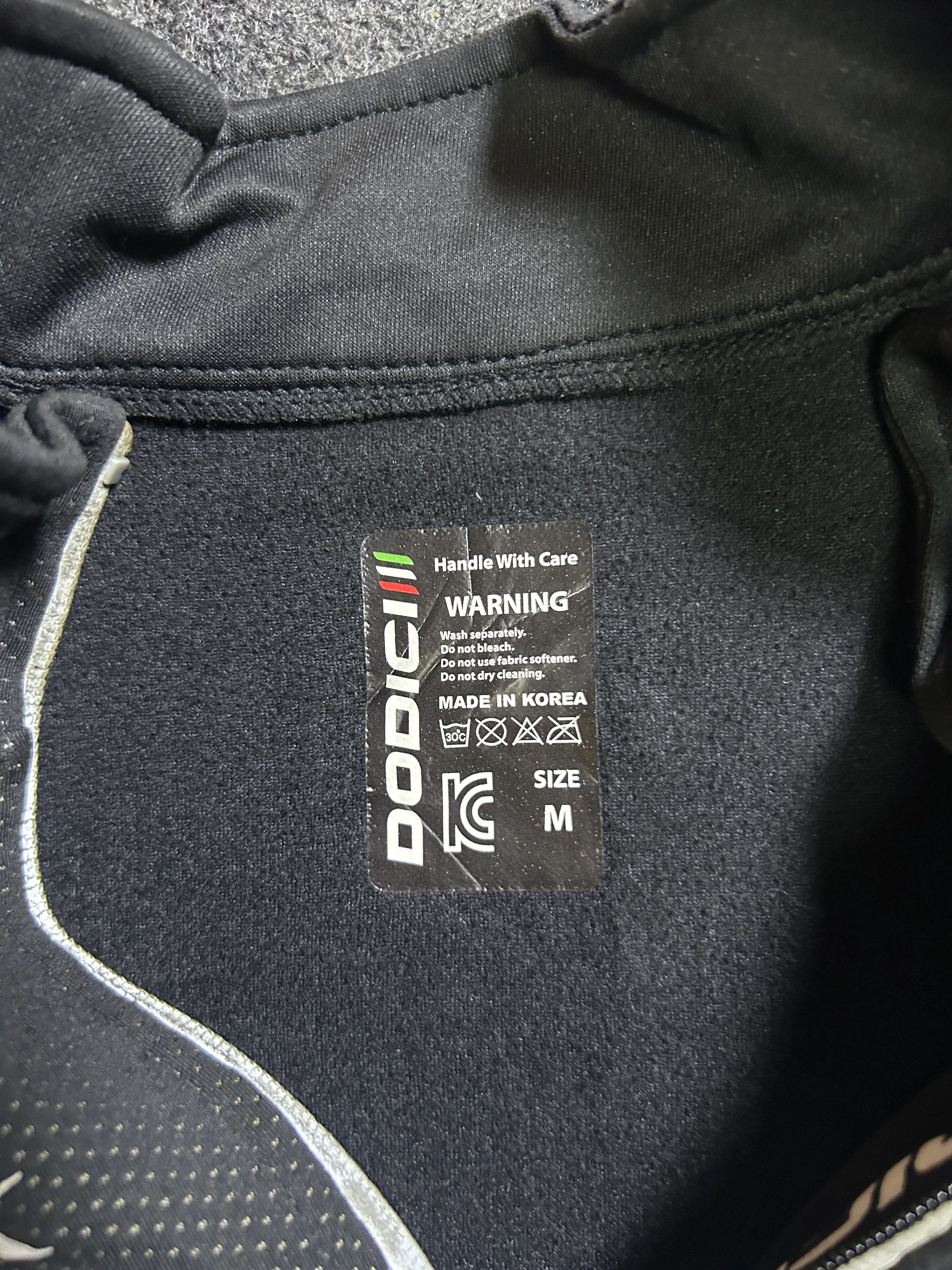 DODICI Cycling Jacket Black Full Zip Long Sleeve Made in Korea Size M