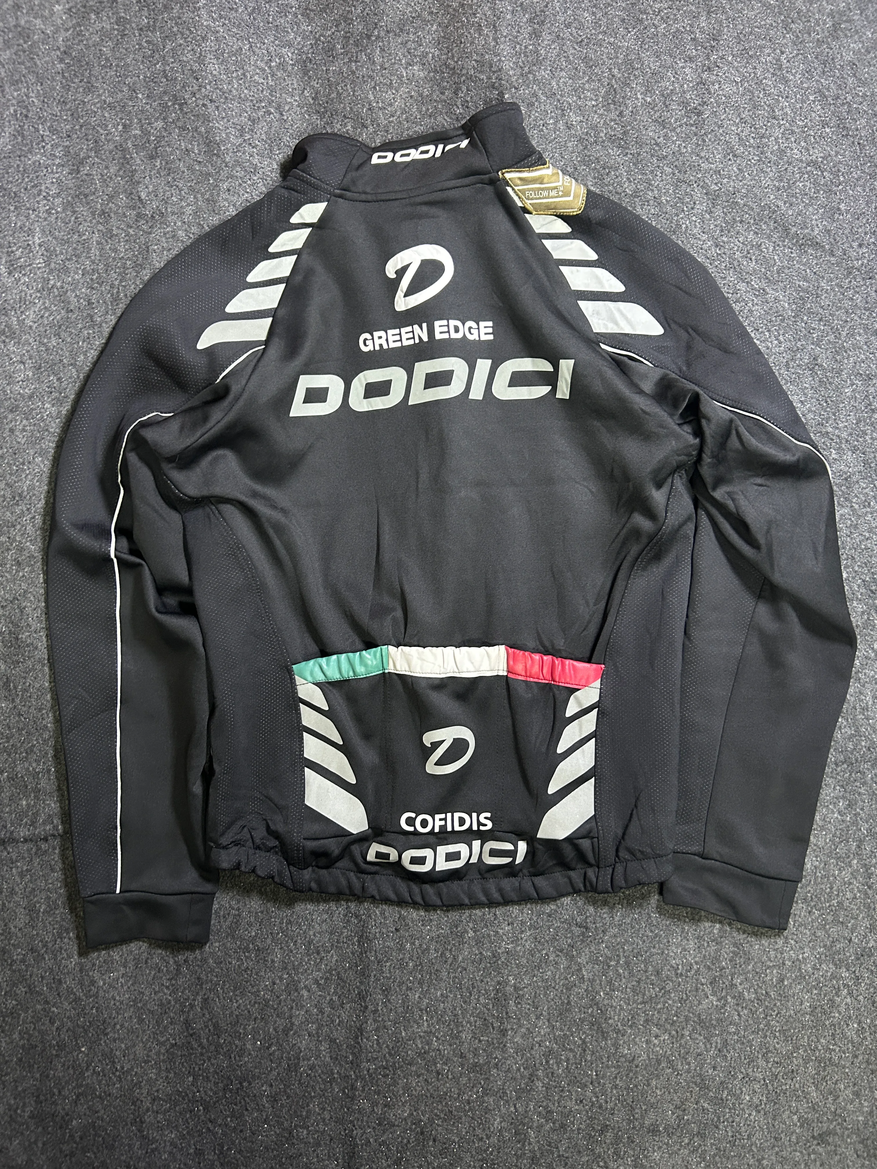 DODICI Cycling Jacket Black Full Zip Long Sleeve Made in Korea Size M