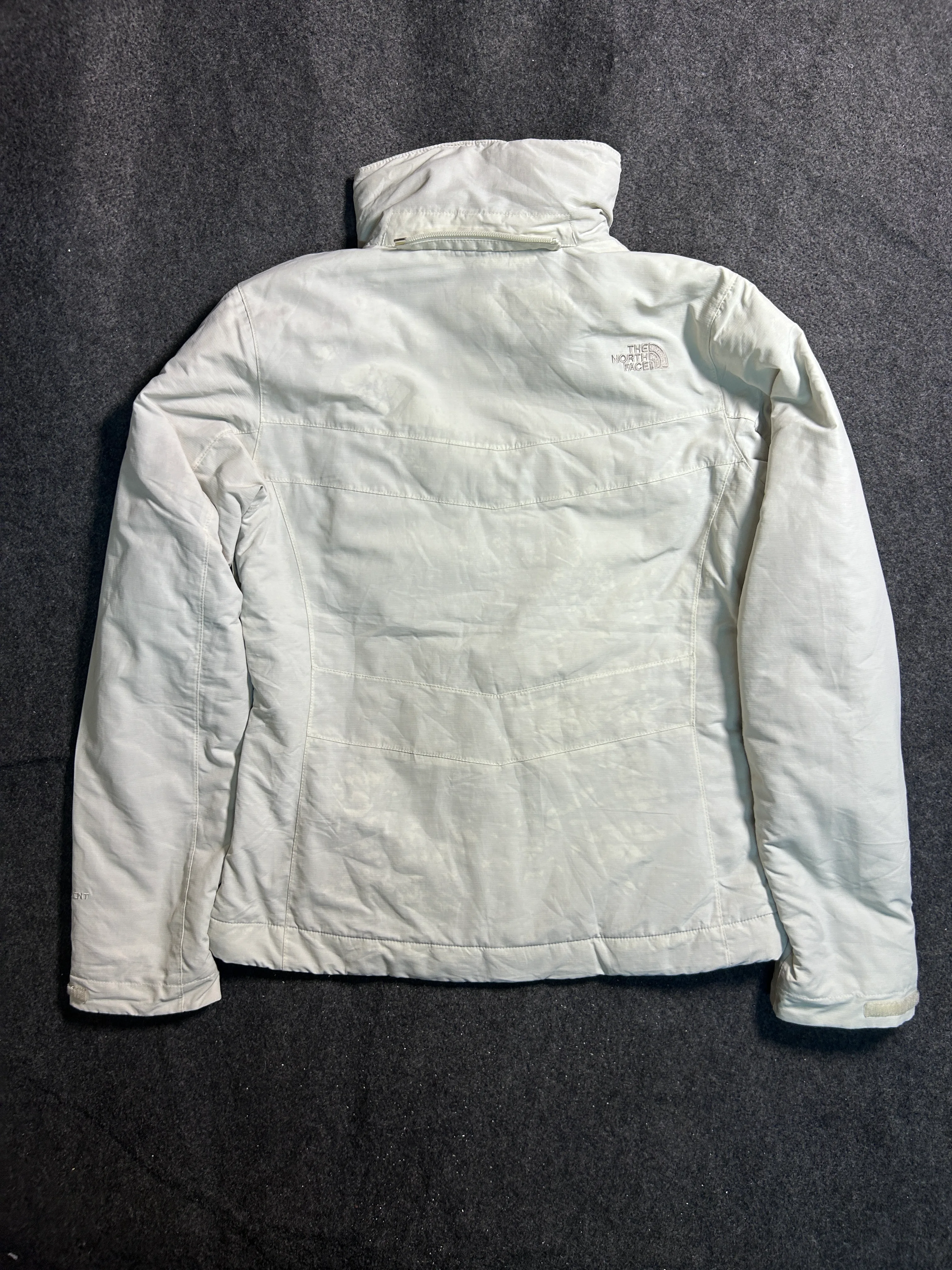 The North Face Women's HyVent Winter Jacket Light Cream Faux Fur Lined Detachable Hood M