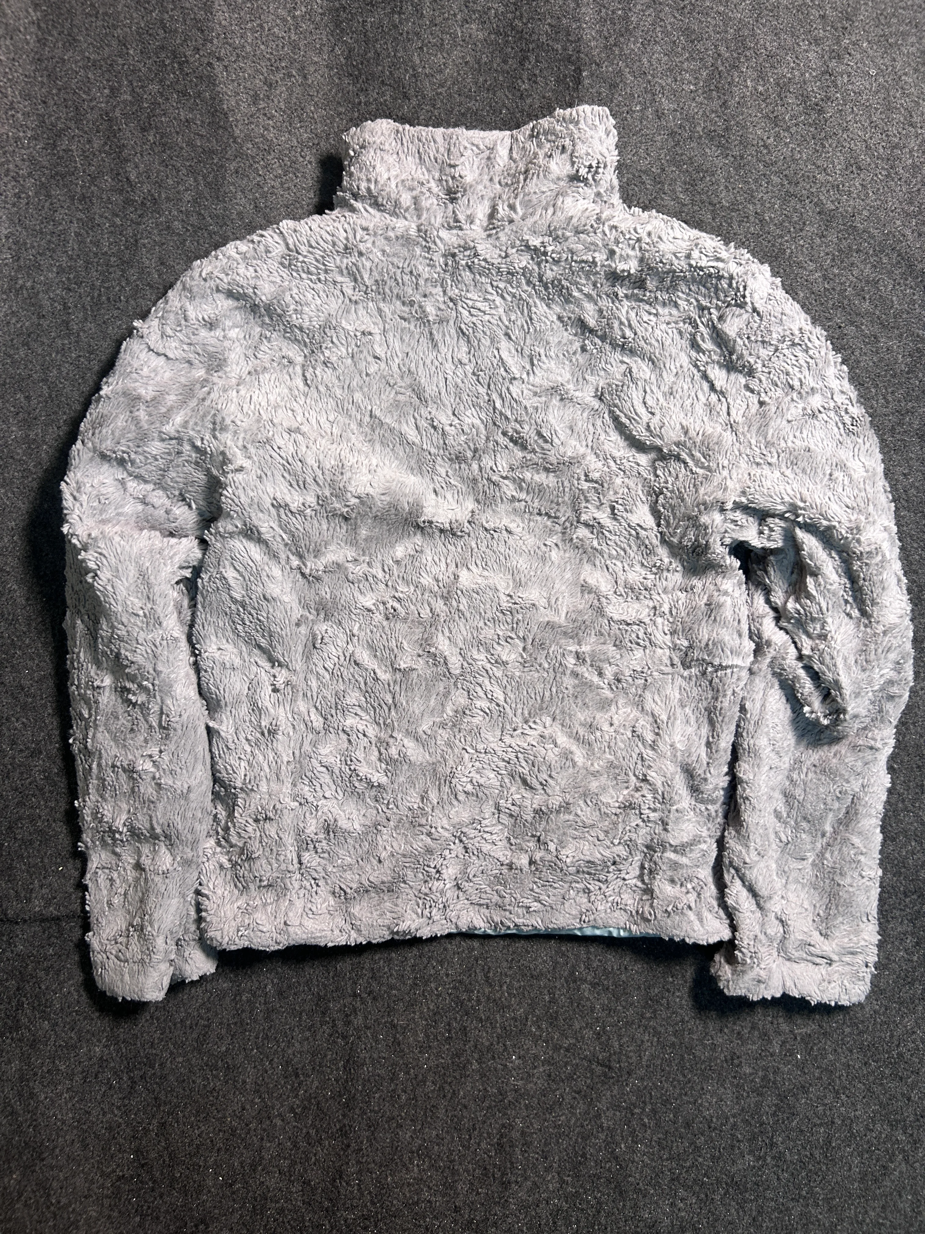 The North Face Girls Reversible Insulated Puffer Jacket Light Blue Grey Fleece Size XS