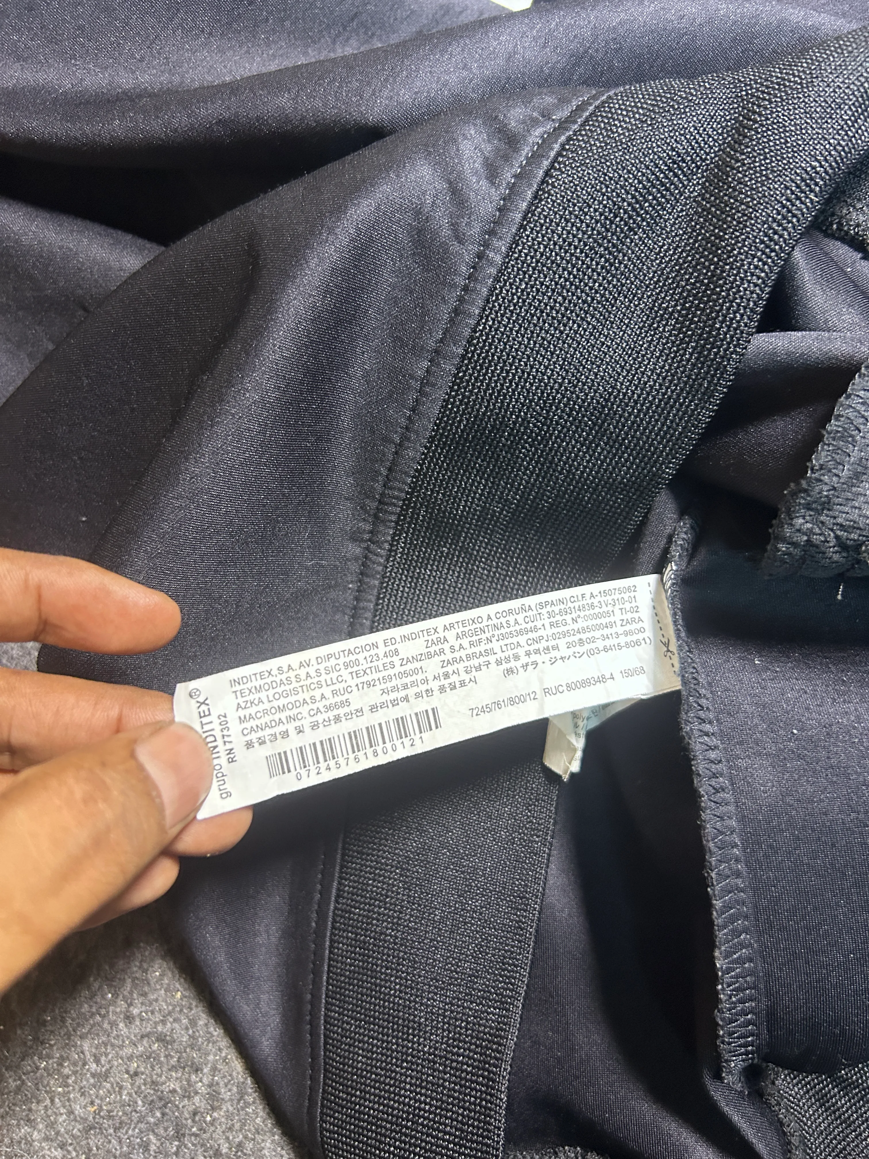 Zara A15142 Track Jacket Black Grey Full Zip Activewear Size XS