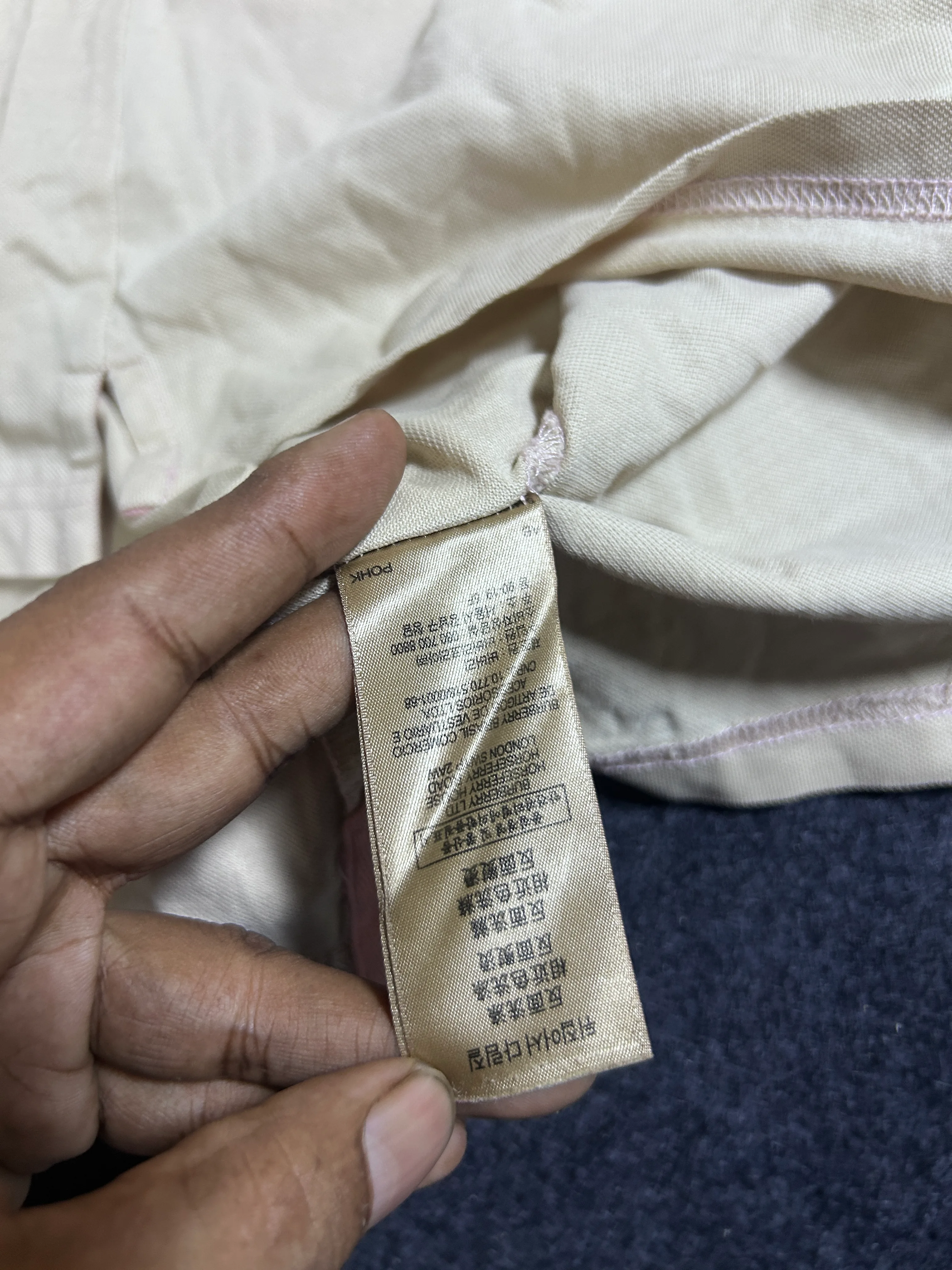 Burberry Prorsum Tipped Collar Equestrian Knight Logo Polo Shirt – Beige / Tan