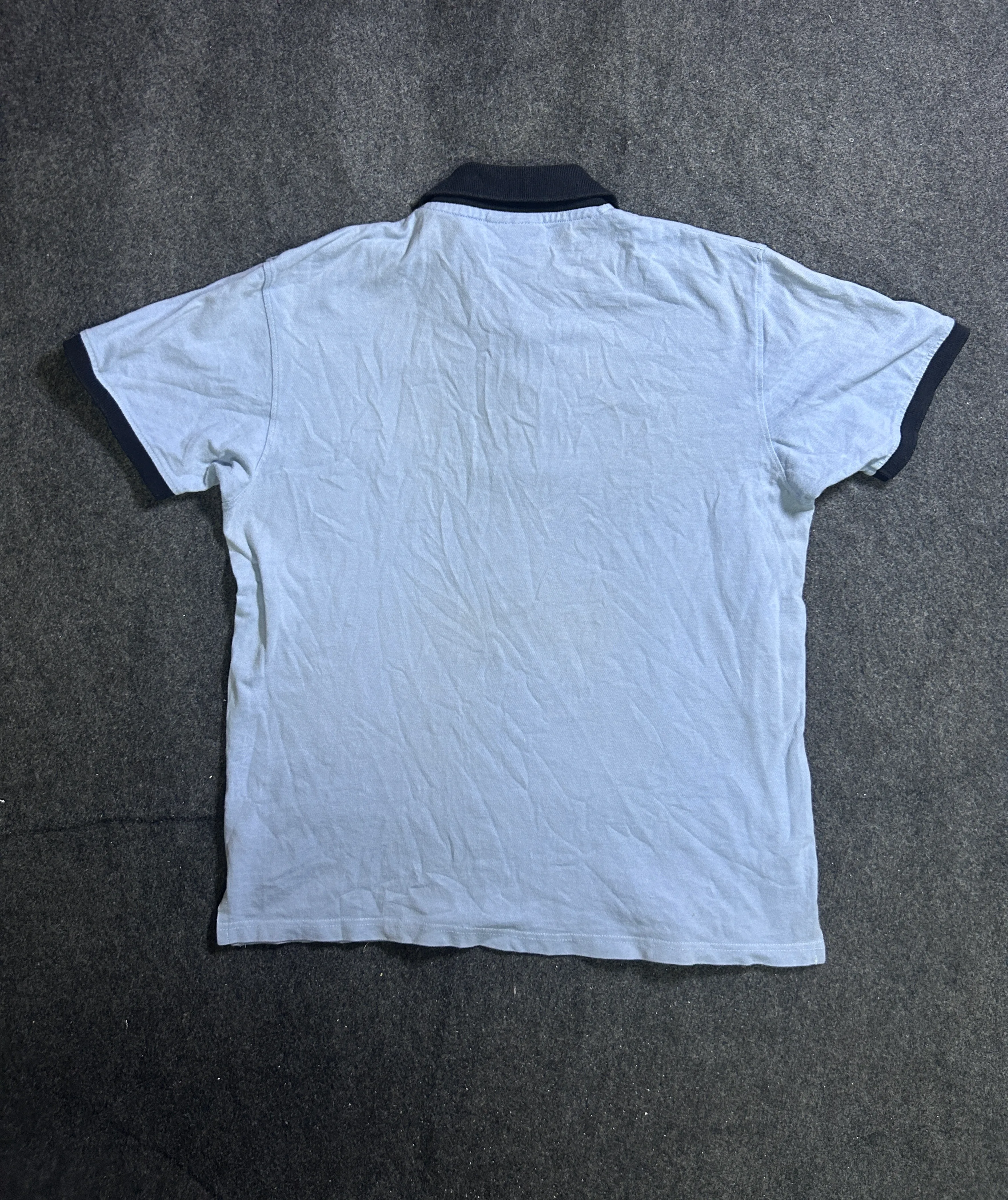 Calvin Klein Embroidered Logo Contrast Collar Polo Shirt – Light Blue / Navy L