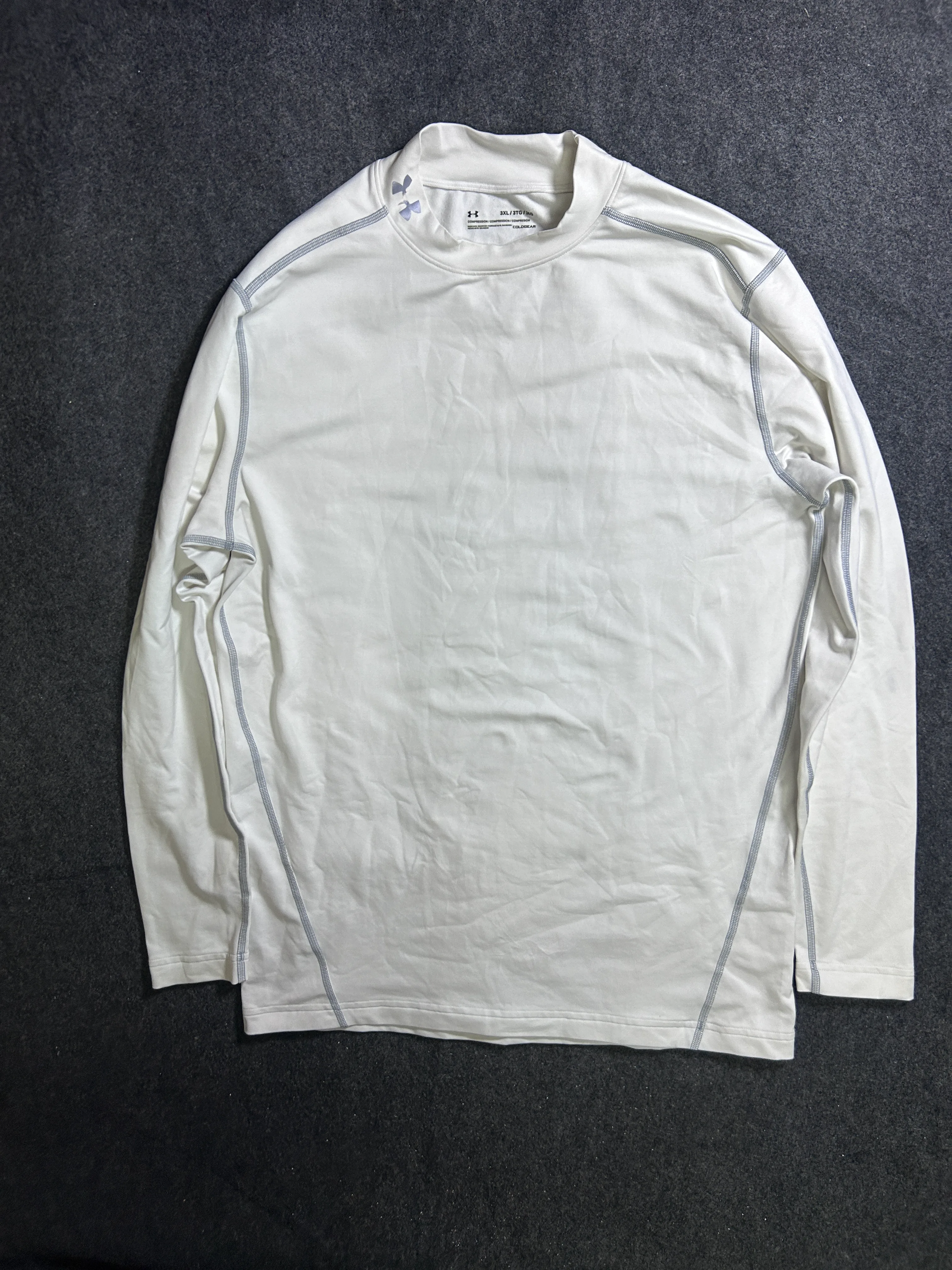 Under Armour ColdGear Thermal Mock Neck Compression Base Layer Top – Off-White / Cream (3XL)