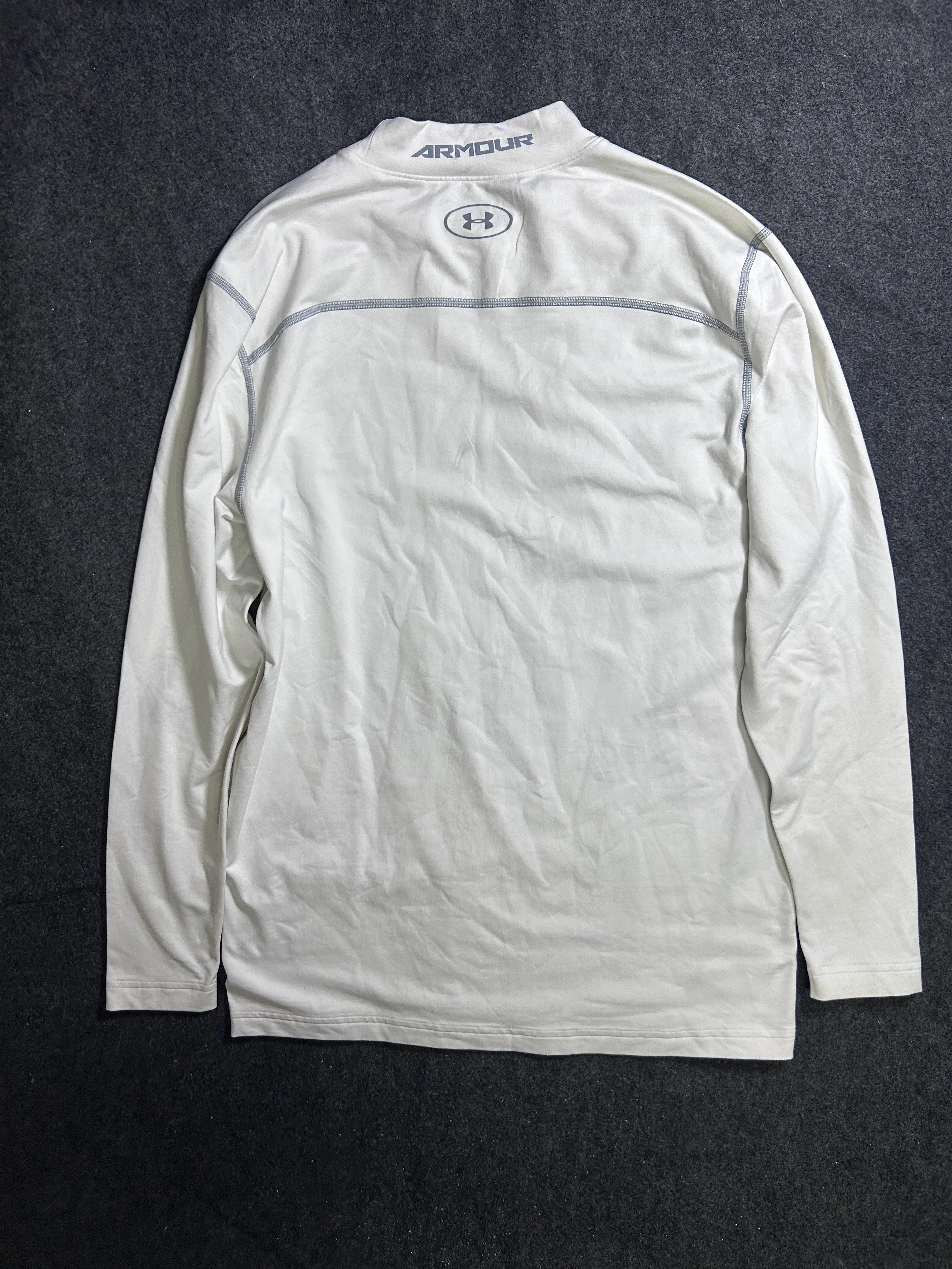 Under Armour ColdGear Thermal Mock Neck Compression Base Layer Top – Off-White / Cream (3XL)